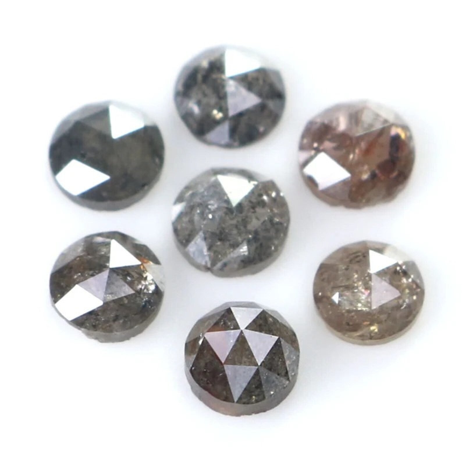 1.16 CT Natural Loose Round Shape Diamond Salt And Pepper Round Shape Diamond 3.35 MM Natural Black Grey Color Round Rose Cut Diamond NQ2066