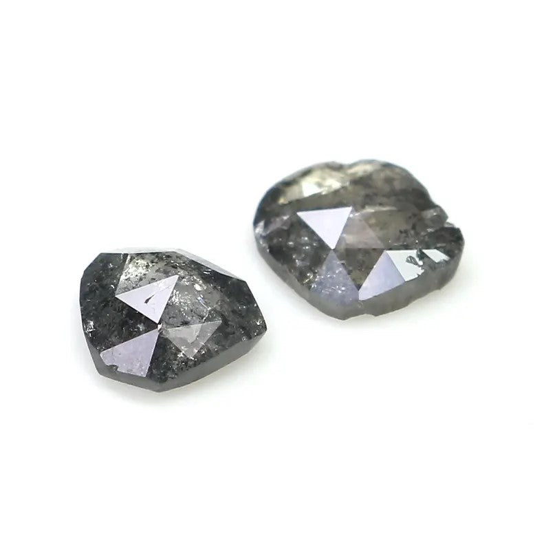 0.75 CT Natural Loose Slice Cut Diamond Salt And Pepper Irregular Cut Diamond 5.05 MM Black Grey Color Slice Shape Rose Cut Diamond NQ1631