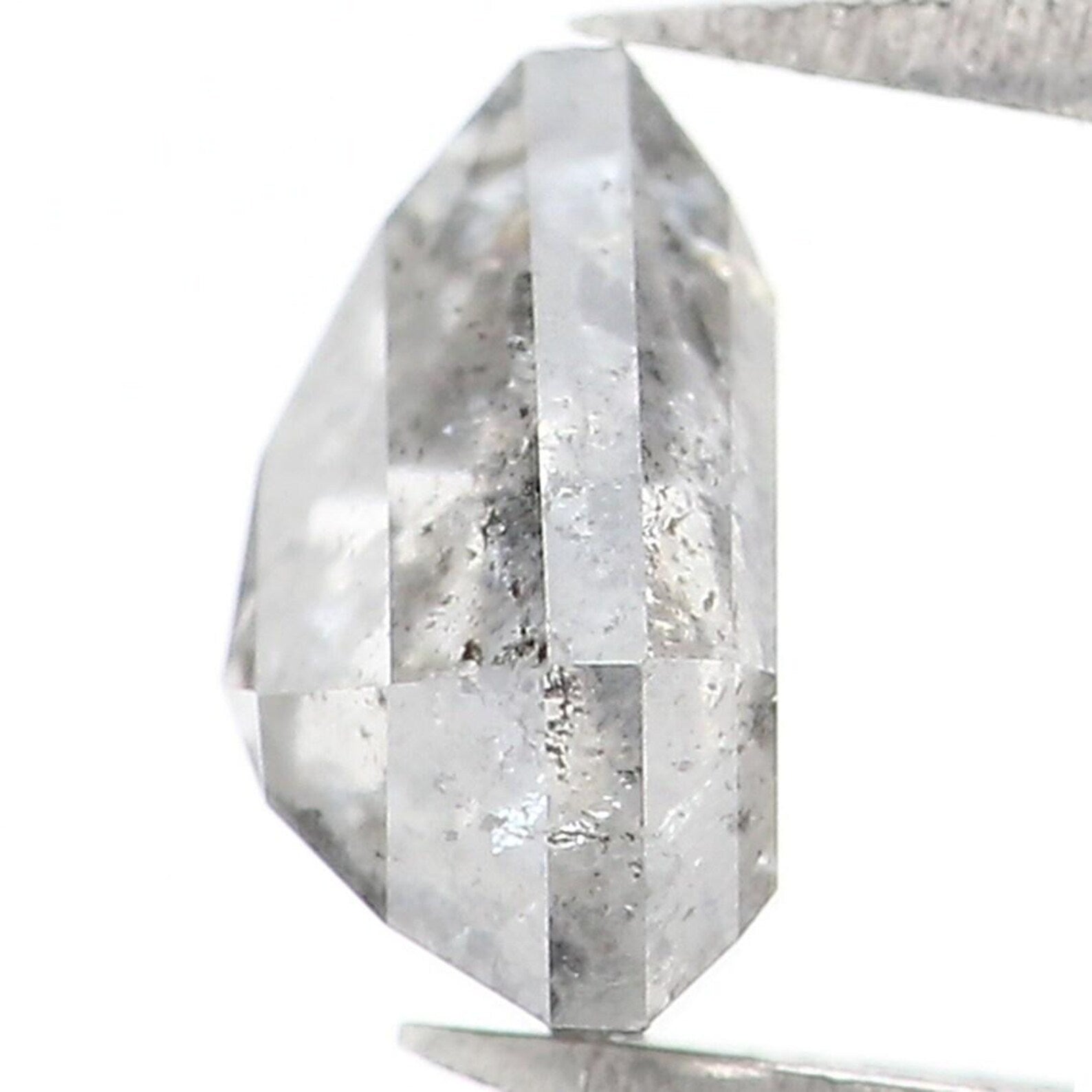 0.64 CT Natural Loose Shield Shape Diamond Salt And Pepper Shield Diamond 5.80 MM Natural Black Gray Color Shield Rose Cut Diamond NQ1672