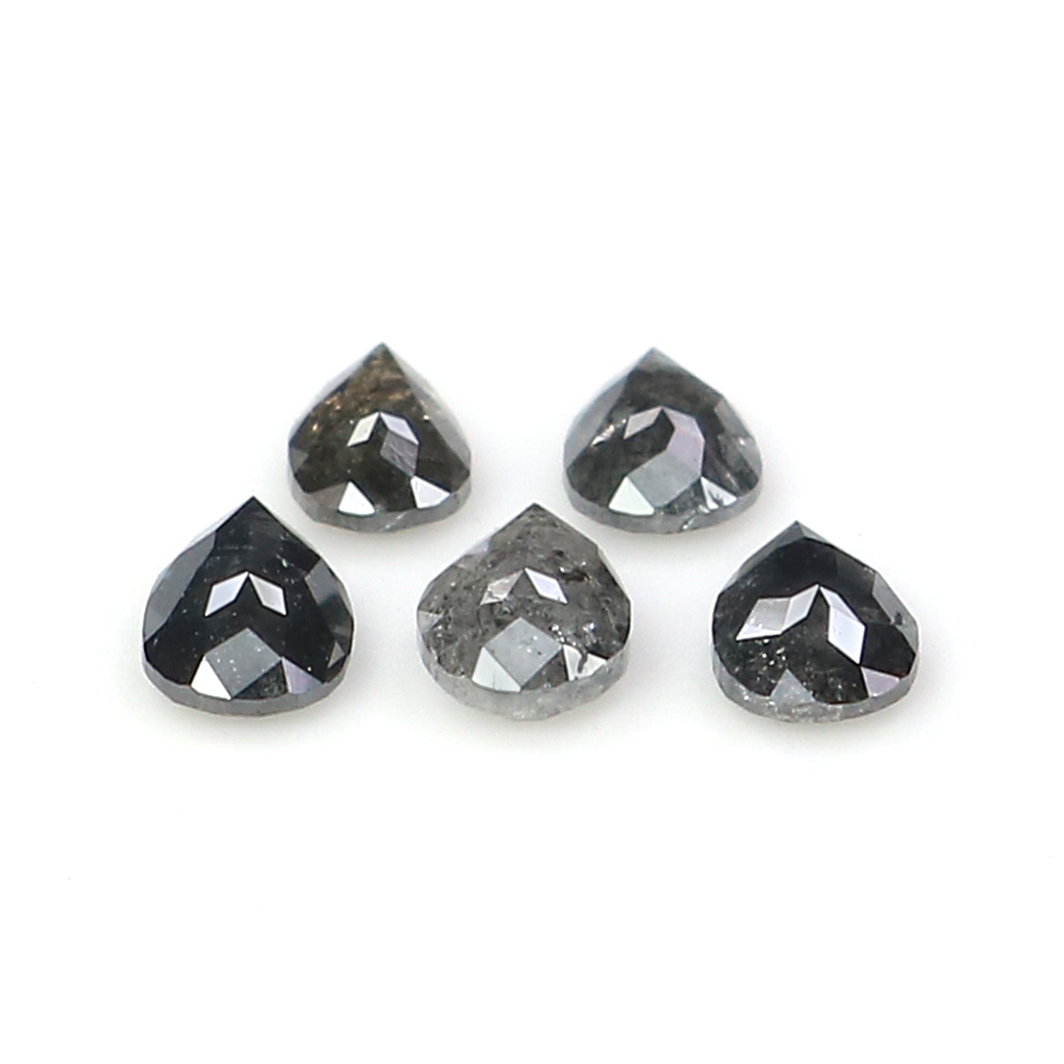 0.77 CT Natural Loose Pear Shape Diamond Salt And Pepper Pear Diamond 4.05 MM Natural Loose Black Grey Color Pear Rose Cut Diamond KQ2698