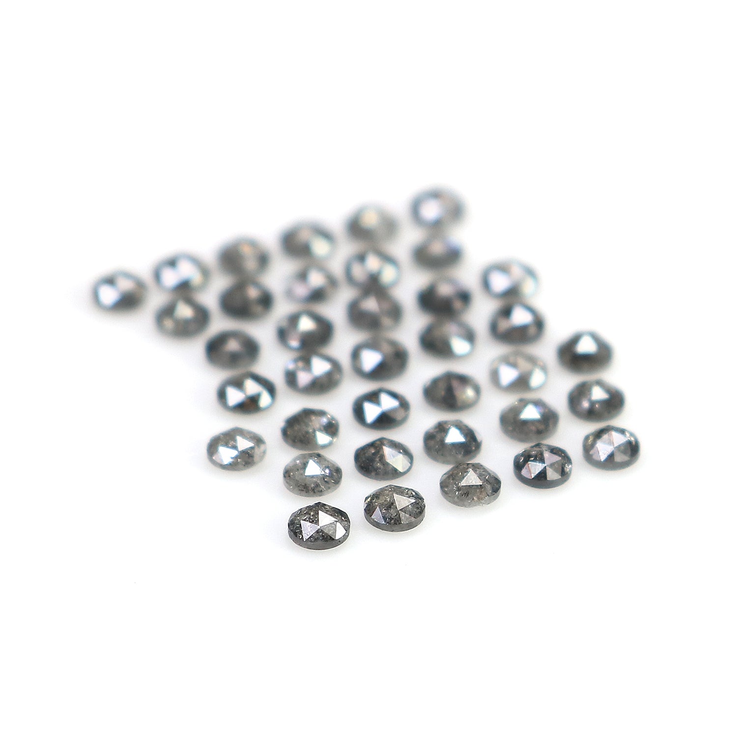 0.94 Ct Natural Loose Round Rose Cut Diamond Salt And Pepper Round Shape Diamond 1.70 MM Natural Black Grey Round Rose Cut Diamond LQ1373