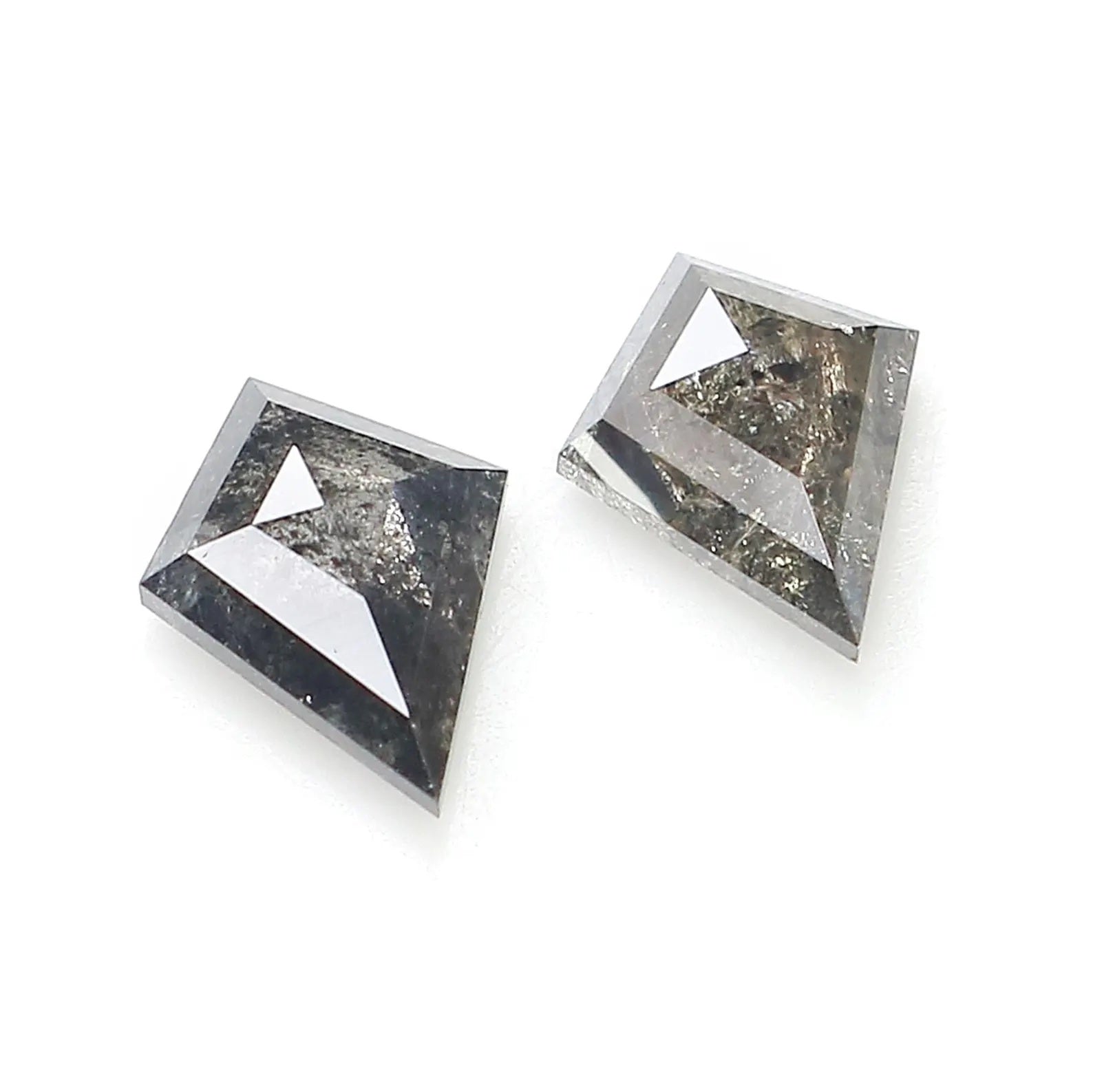 0.53 CT Natural Loose Kite Shape Pair Diamond Salt And Pepper Kite Diamond 5.95 MM Natural Black Grey Color Kite Rose Cut Diamond NQ2357