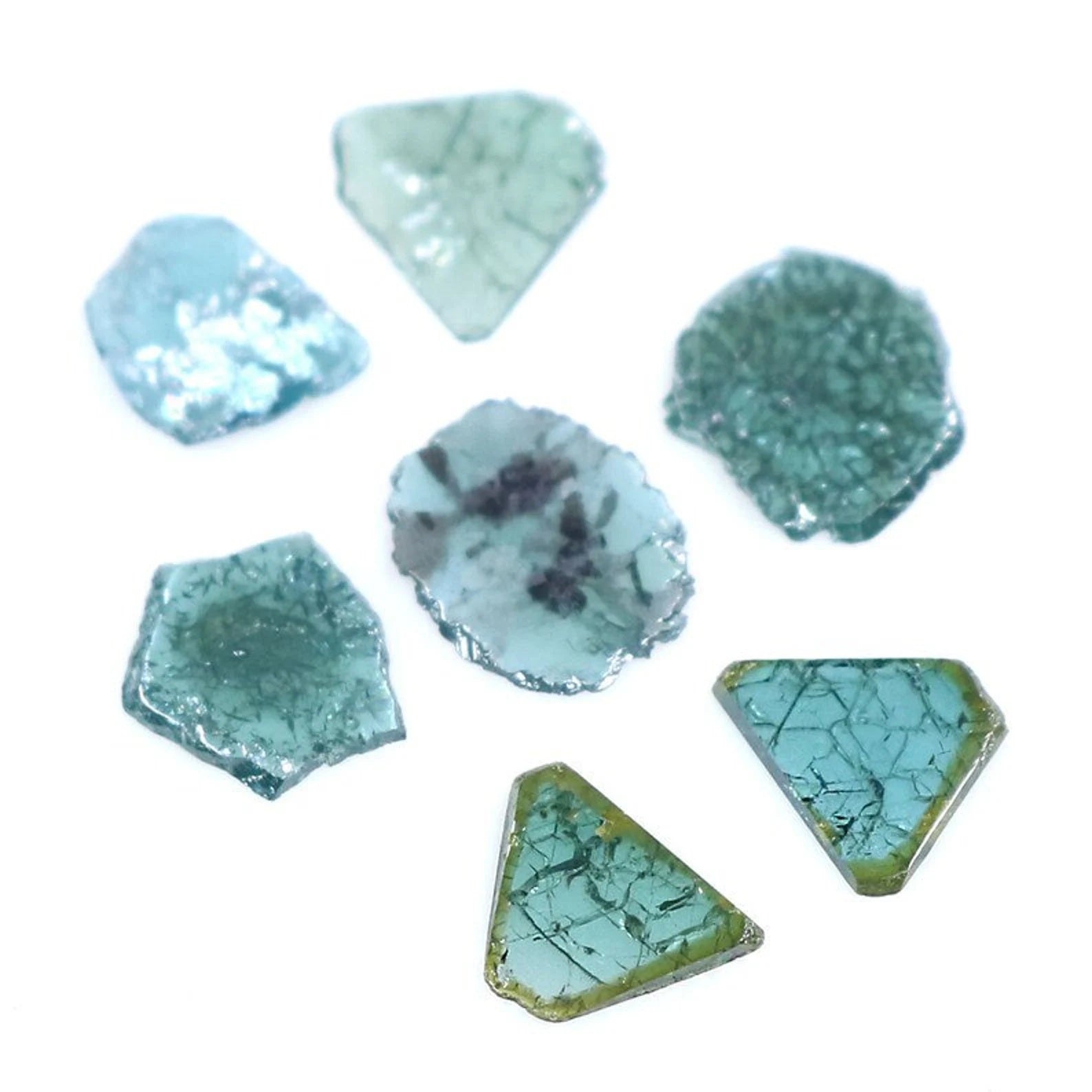 1.20 CT Natural Loose Slice Shape Diamond Blue Color Irregular Cut Diamond 6.00 MM Natural Loose Diamond Slice Shape Rose Cut Diamond NQ369