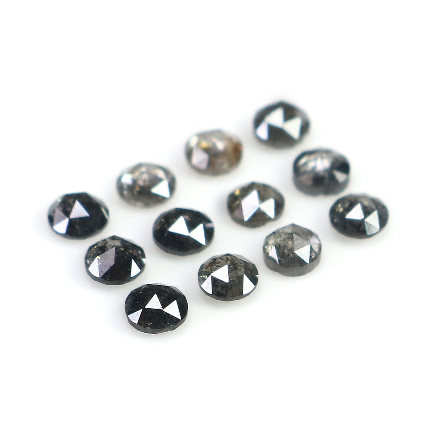 0.91 Ct Natural Loose Round Rose Cut Diamond Salt And Pepper Round Diamond 2.50 MM Natural Black Grey Color Round Rose Cut Diamond LQ7993