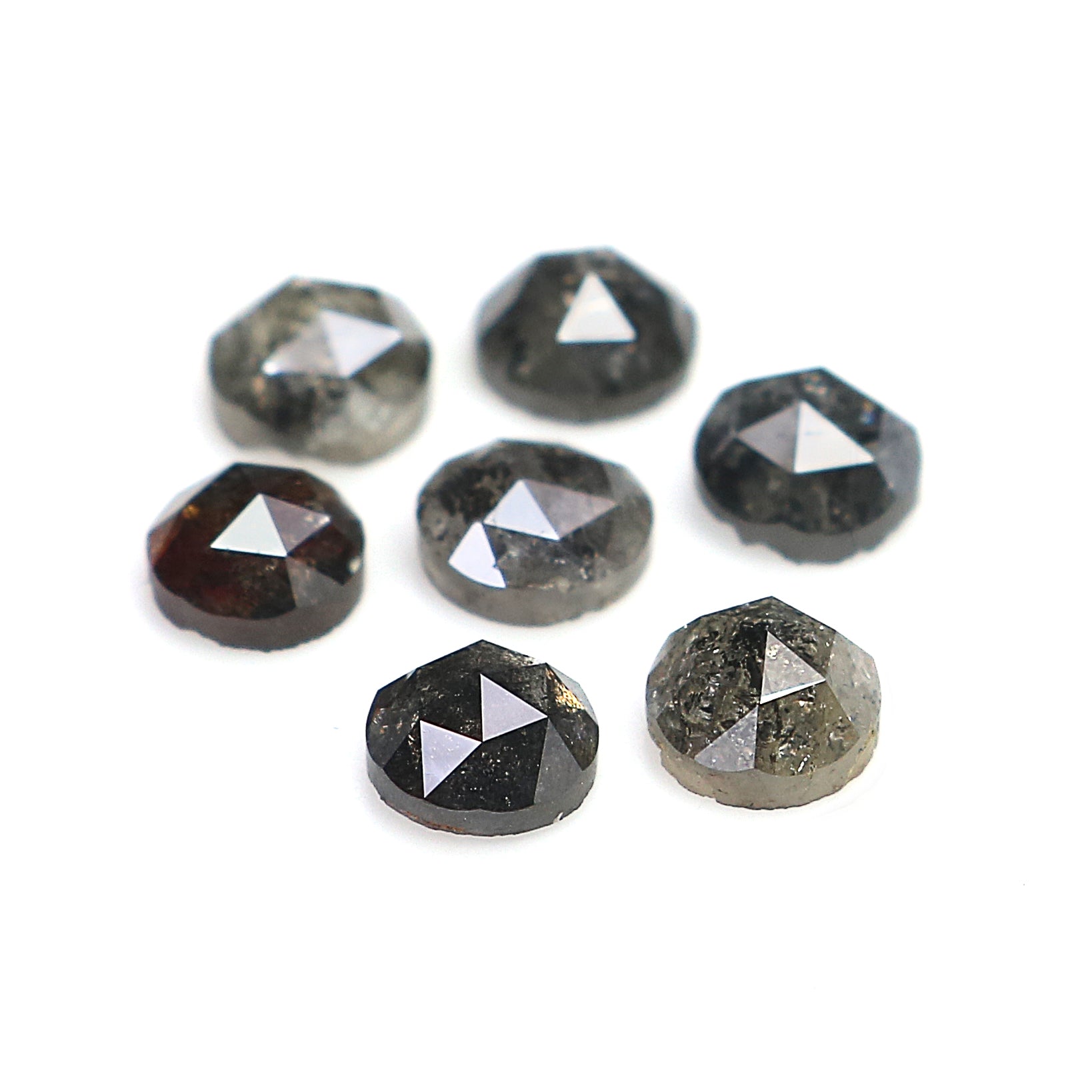 1.86 Ct Natural Loose Round Rose Cut Diamond Salt And Pepper Round Shape Diamond 3.65 MM Natural Black Grey Round Rose Cut Diamond LQ2383