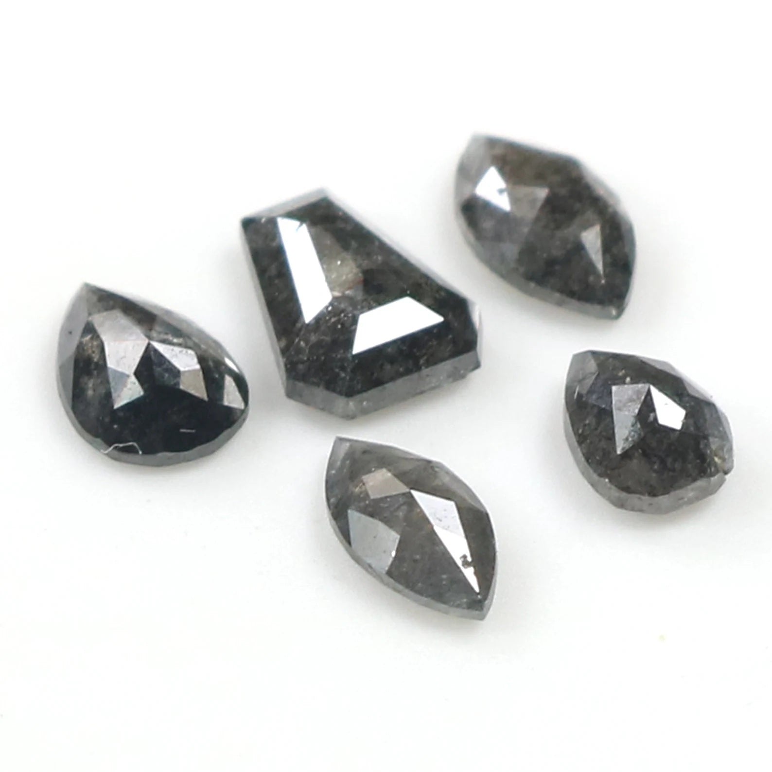 Natural Loose Mix Shape Salt And Pepper Diamond Black Grey Color 1.17 CT 4.35 MM Mix Shape Rose Cut Diamond KDN1804
