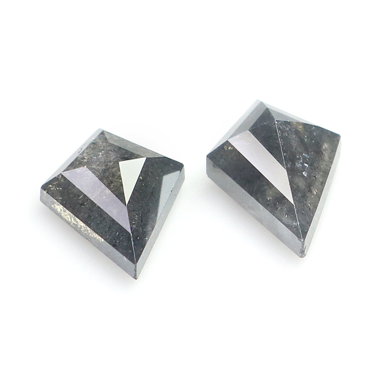 1.18 CT Natural Loose Kite Cut Pair Diamond Salt And Pepper Kite Diamond 7.75 MM Natural Loose Black Grey Color Kite Rose Cut Diamond L3438