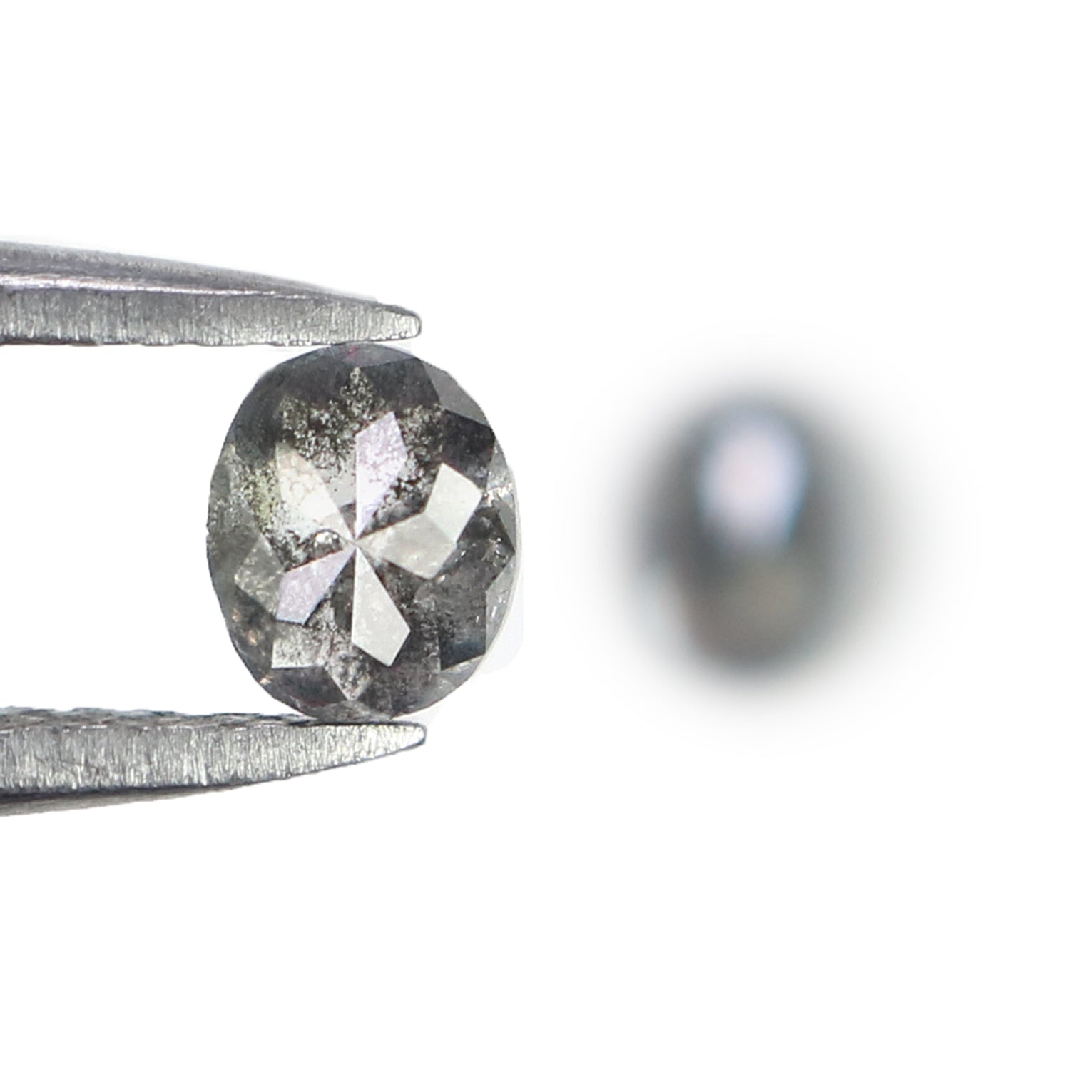 0.64 CT Natural Loose Oval Cut Pair Diamond Salt And Pepper Oval Shape Diamond 4.50 MM Natural Black Grey Color Oval Rose Cut Diamond L502