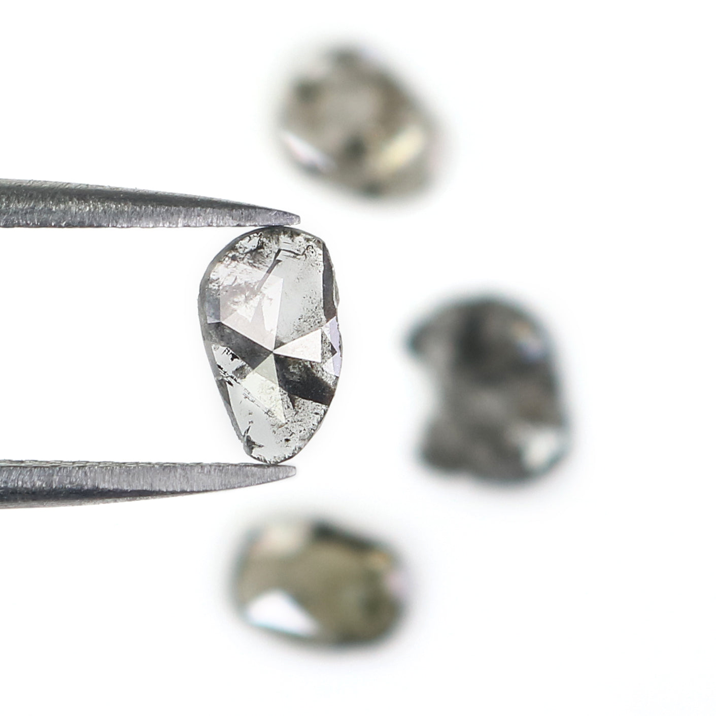 1.34 CT Natural Loose Slice Shape Diamond Salt And Pepper Slice Uncut Diamond 7.40 MM Natural Black Grey Diamond Irregular Cut Diamond L3513