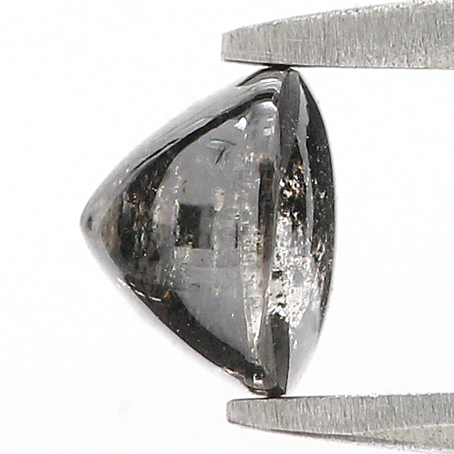 1.18 CT Unique Cushion Shape Salt And Pepper Sand Stone Cabochon Diamond 5.70 MM Natural Loose Black Grey Color Cushion Uncut Diamond L3501