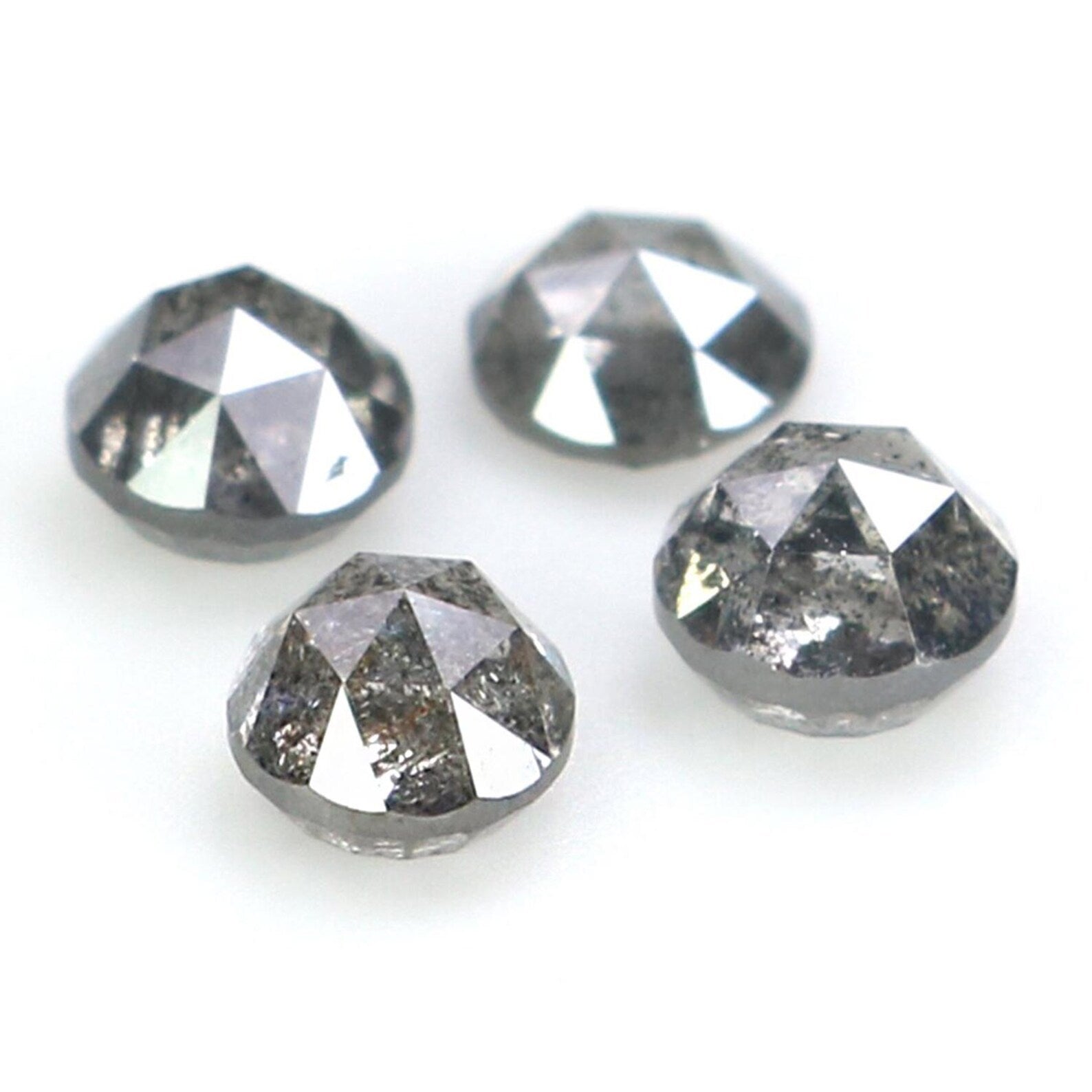 0.98 CT Natural Loose Round Rose Cut Diamond Salt And Pepper Round Diamond 3.65 MM Natural Black Grey Color Round Rose Cut Diamond NQ2317