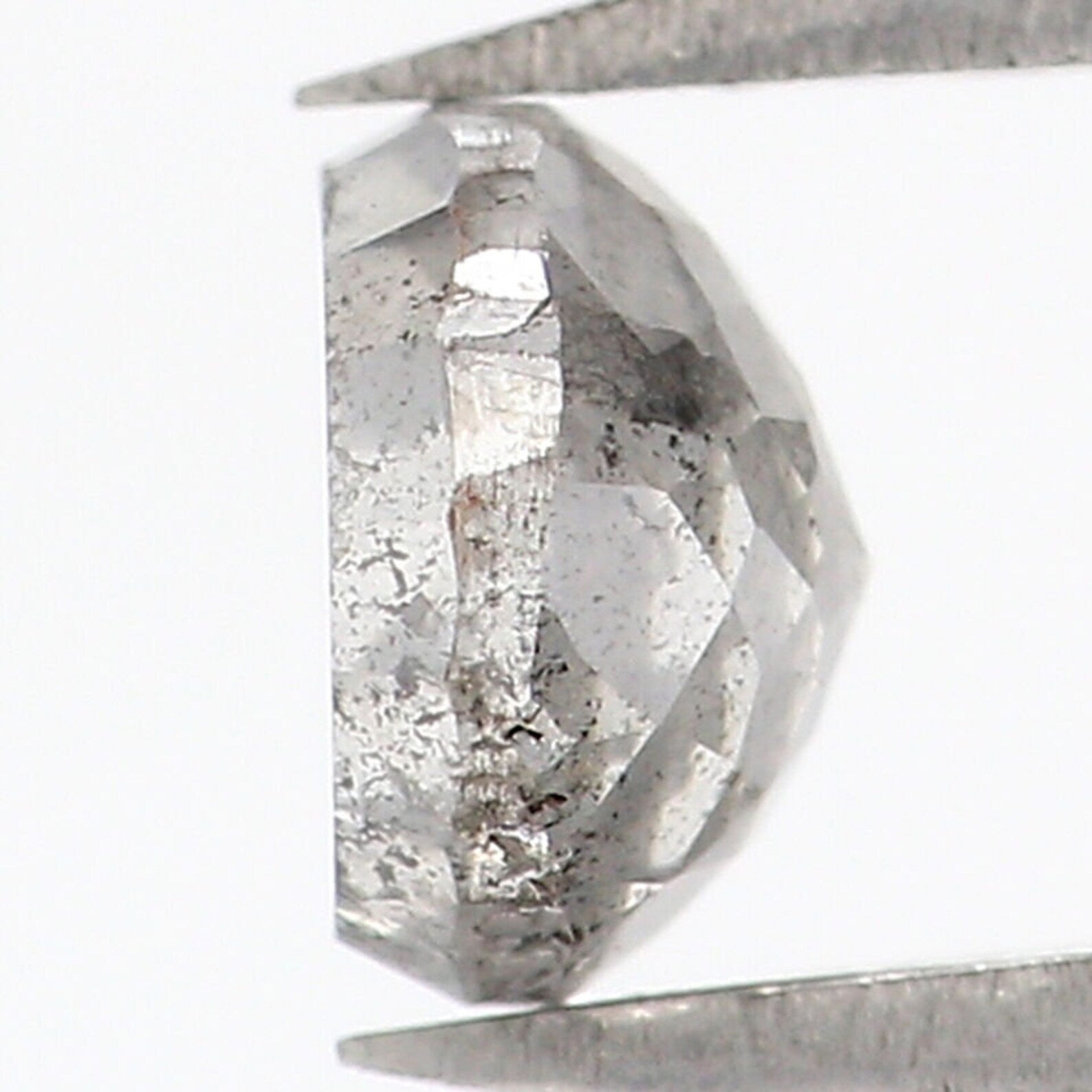 0.82 Ct Natural Loose Round Rose Cut Diamond Salt And Pepper Diamond 5.30 MM Natural Black Gray Color Round Rose Cut Diamond QN9705