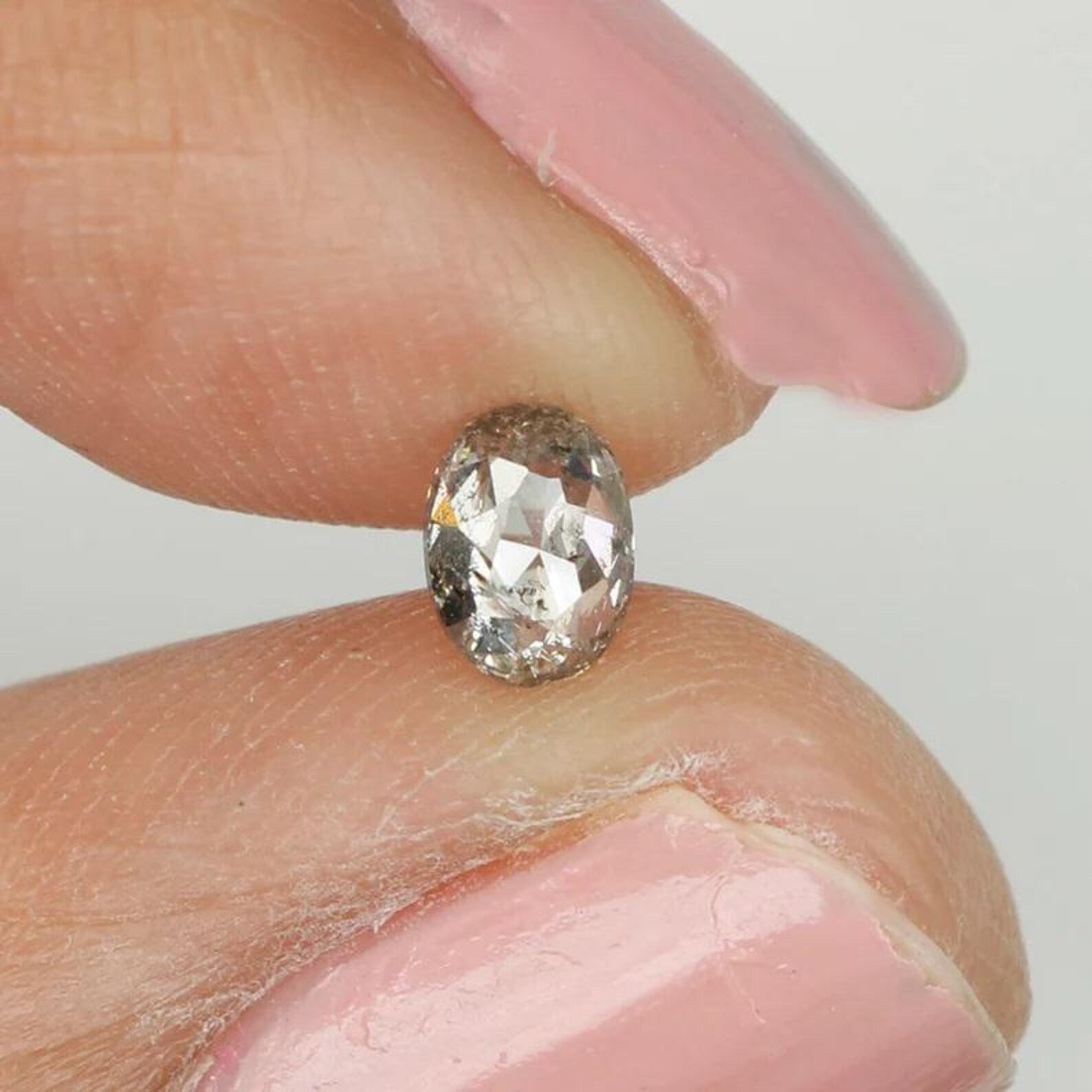 0.32 Ct Natural Loose Oval Shape Diamond Salt And Pepper Oval Cut Diamond 4.90 MM Natural Black Grey Color Oval Rose Cut Diamond NQ1013