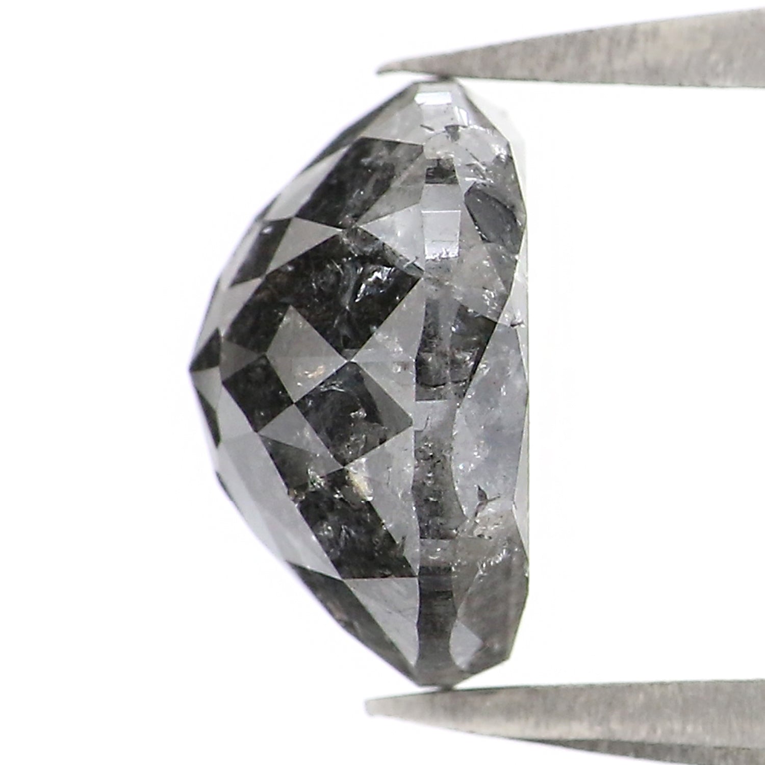 2.49 CT Natural Loose Round Rose Cut Diamond Salt And Pepper Round Diamond 8.15 MM Natural Loose Black Grey Color Rose Cut Diamond QL202