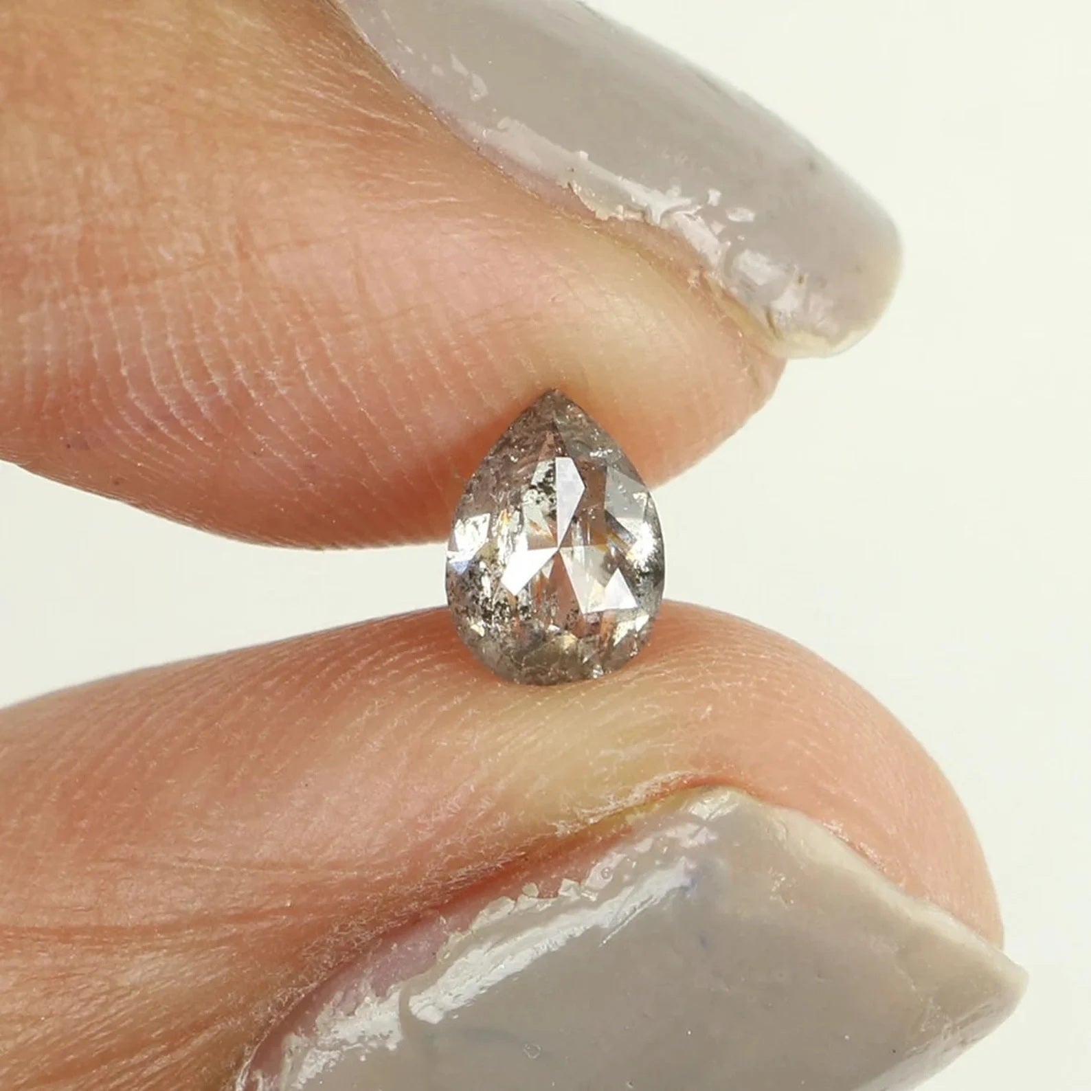 0.45 Ct Natural Loose Pear Shape Diamond Salt Pepper Pear Cut Diamond 5.75 MM Natural Loose Black Grey Color Pear Rose Cut Diamond NQ940