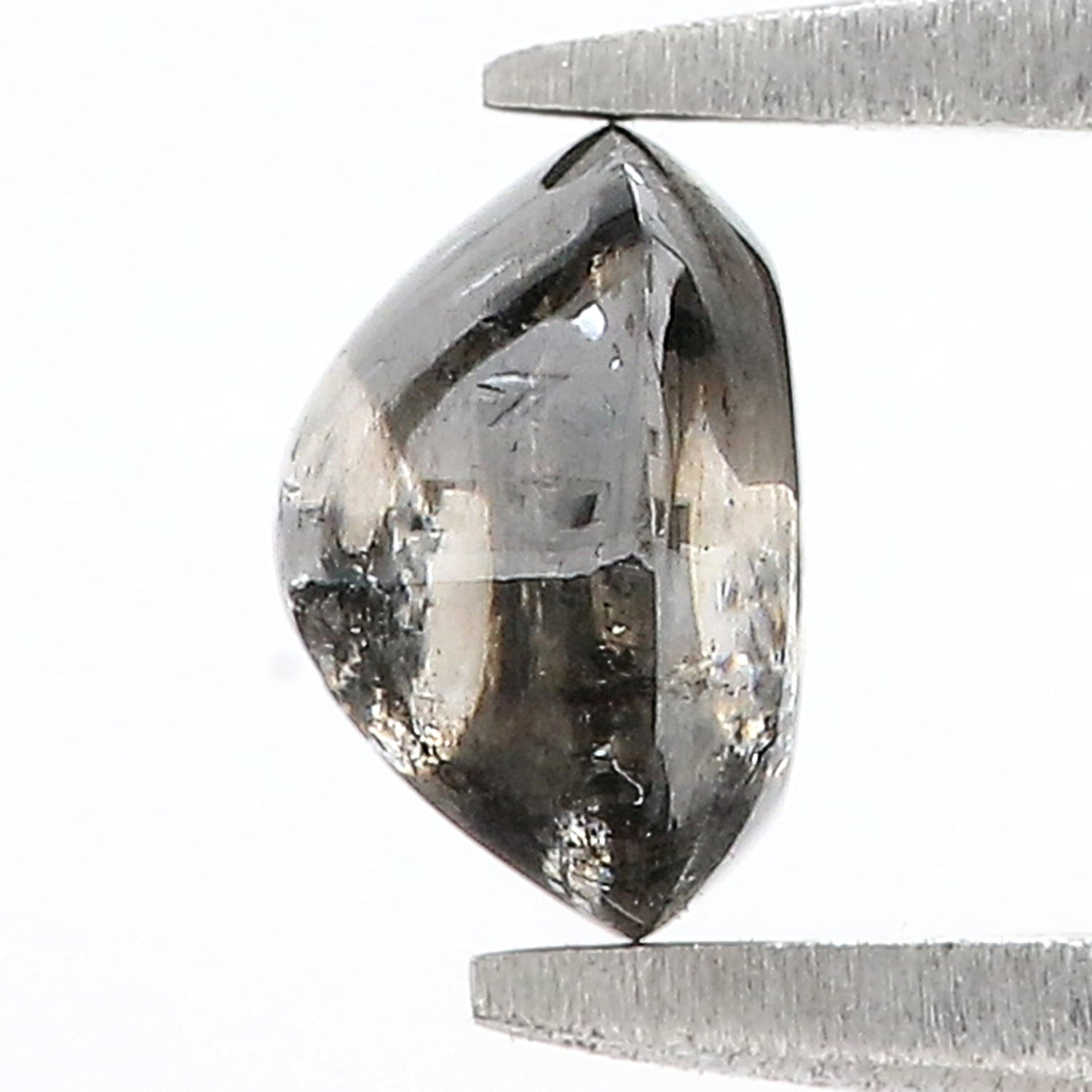 1.12 CT Unique Round Shape Salt And Pepper Sand Stone Cabochon Diamond 6.00 MM Natural Loose Black Grey Color Round Uncut Diamond L3492