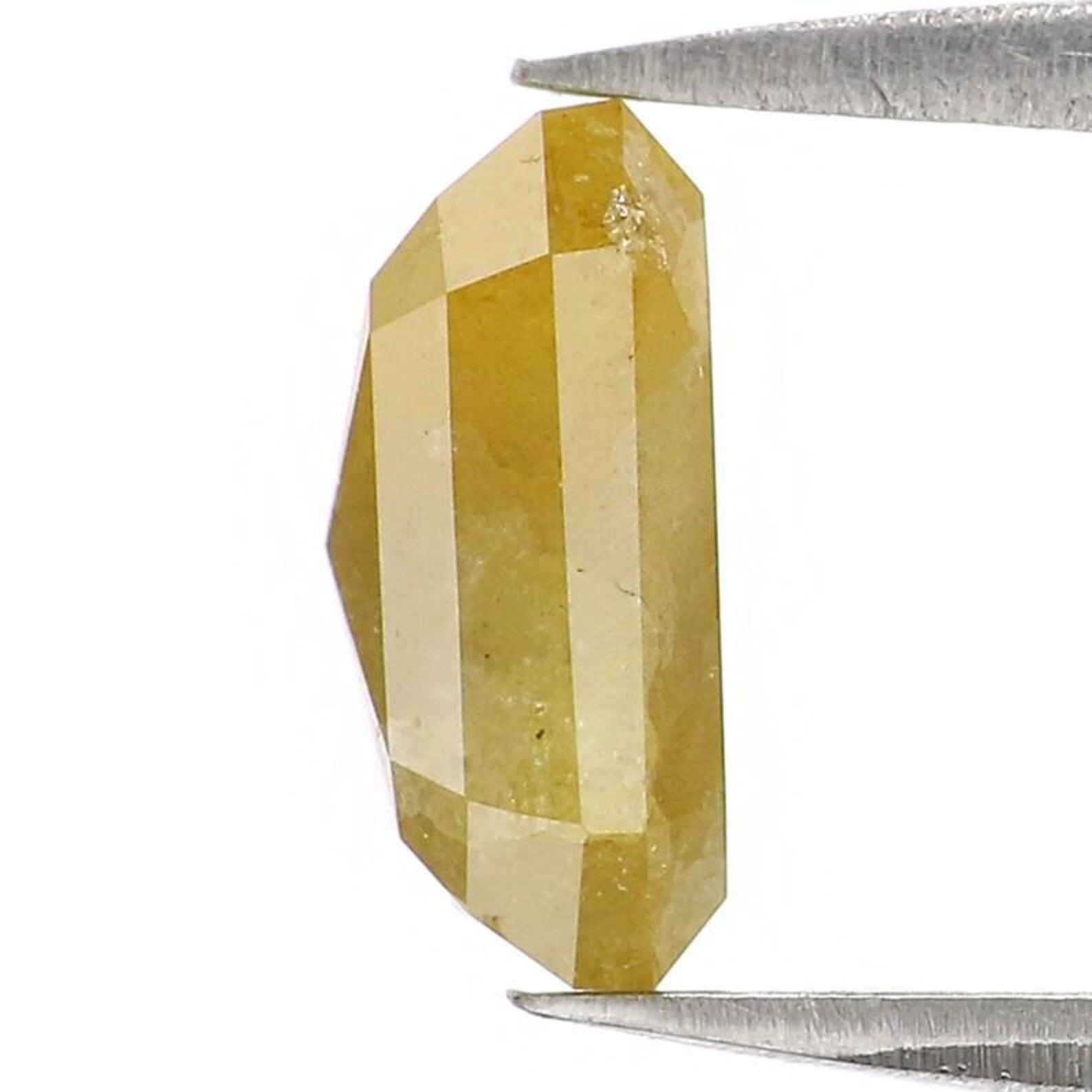 1.85 Ct Natural Loose Emerald Shape Diamond Yellow Color Emerald Diamond 8.05 MM Natural Loose Yellow Color Emerald Rose Cut Diamond NQ2449
