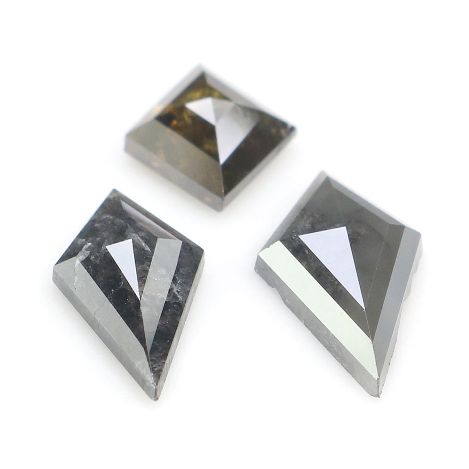 1.40 CT Natural Loose Kite Shape Diamond Salt And Pepper Kite Diamond 9.65 MM Natural Loose Black Gray Color Kite Rose Cut Diamond N2602