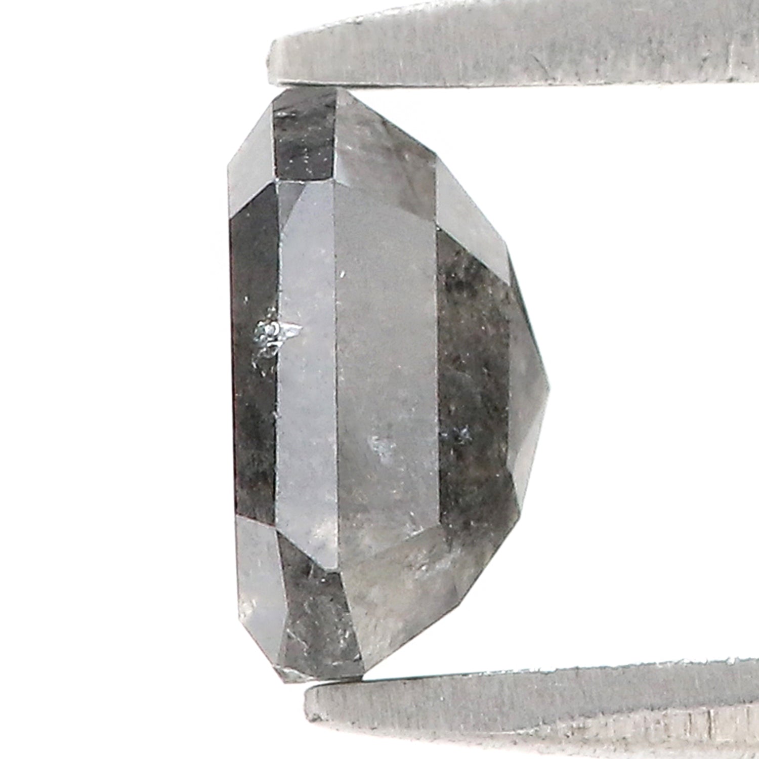 1.24 CT Natural Loose Emerald Shape Diamond Salt And Pepper Emerald Diamond 6.30 MM Natural Black Grey Color Emerald Rose Cut Diamond N2613