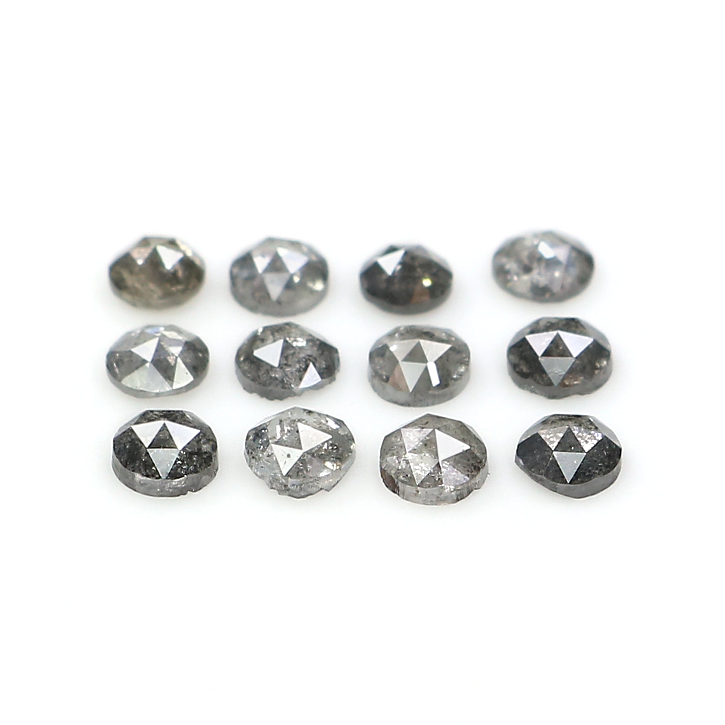 1.18 Ct Natural Loose Round Rose Cut Diamond Salt And Pepper Round Diamond 2.60 MM Natural Black Grey Color Round Rose Cut Diamond KQ2702
