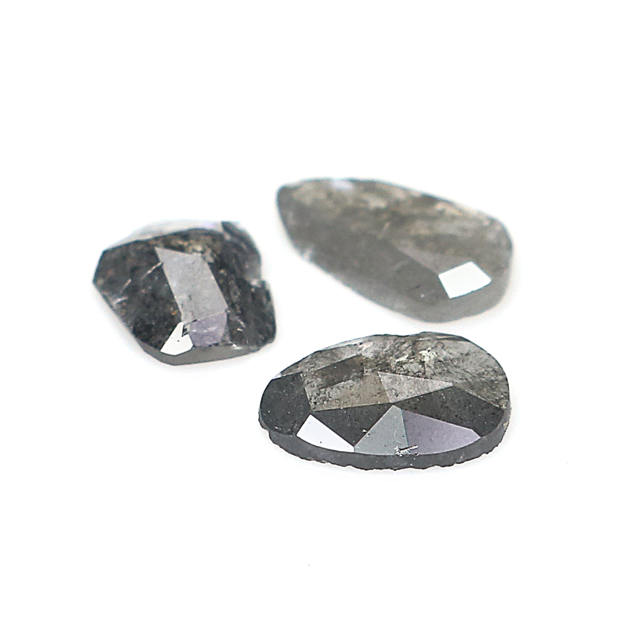1.04 CT Natural Loose Slice Shape Diamond Salt And Pepper Slice Cut Diamond 5.70 MM Natural Black Grey Color Slice Rose Cut Diamond LQ1467