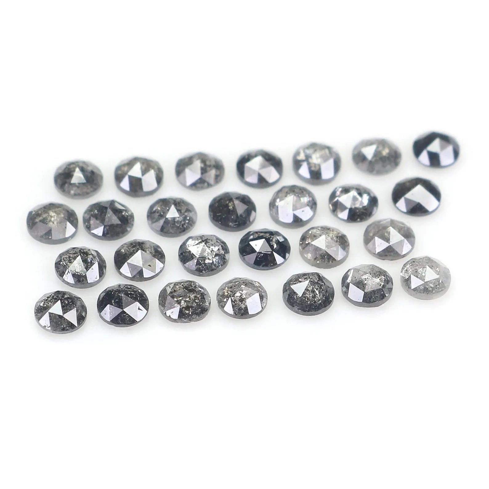 1.11 CT Natural Loose Round Shape Diamond Salt And Pepper Round Cut Diamond 2.00 MM Natural Black Grey Color Round Rose Cut Diamond NQ1835