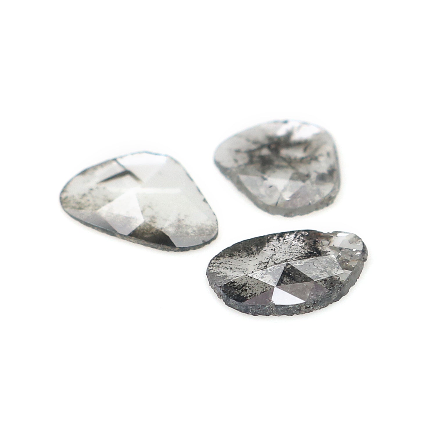 0.98 CT Natural Loose Slice Shape Diamond Salt And Pepper Slice Uncut Diamond 8.10 MM Natural Black Grey Diamond Irregular Cut Diamond L3616