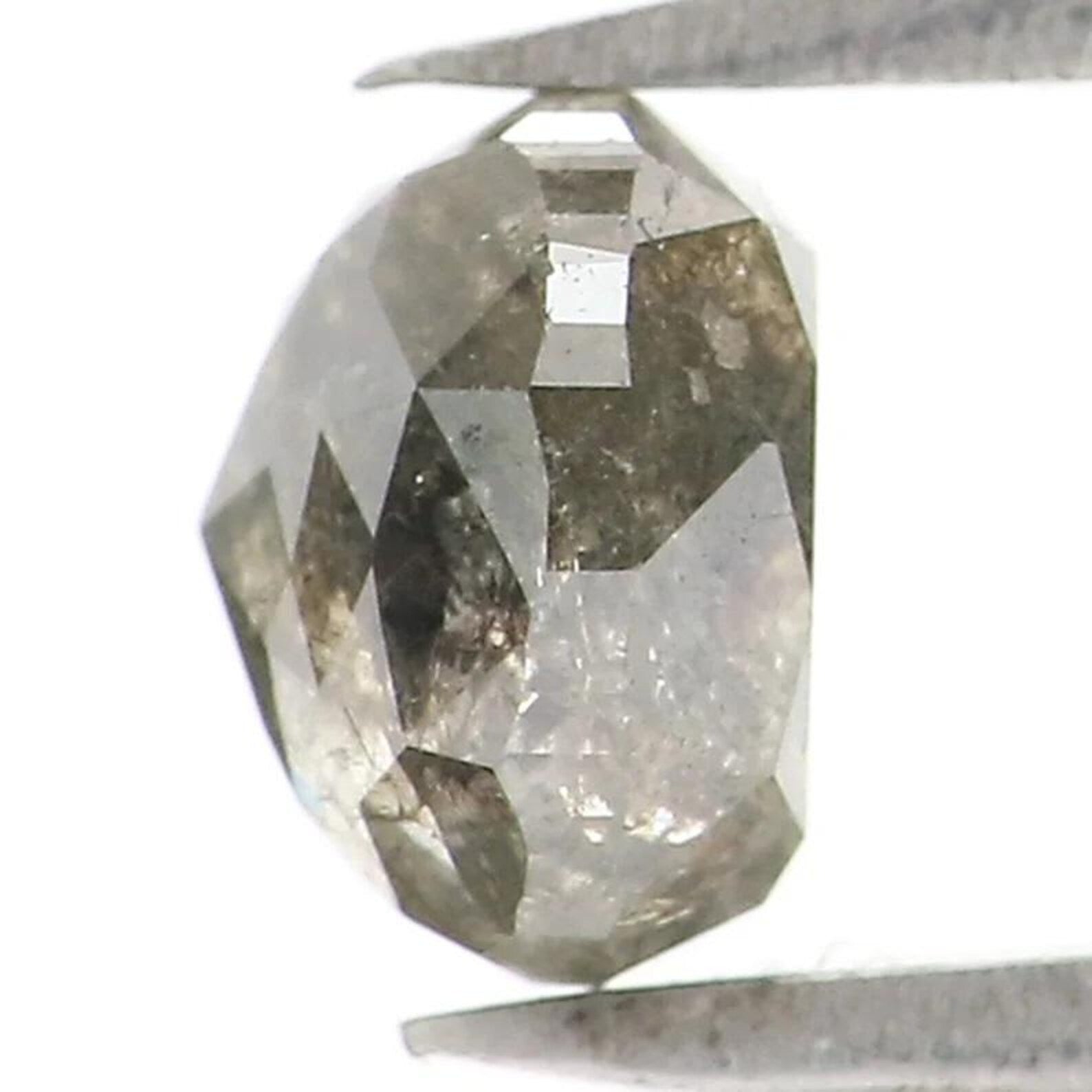 1.07 CT Natural Loose Oval Shape Diamond Salt And Pepper Oval Diamond 5.75 MM Natural Loose Black Grey Color Oval Rose Cut Diamond NQ2363