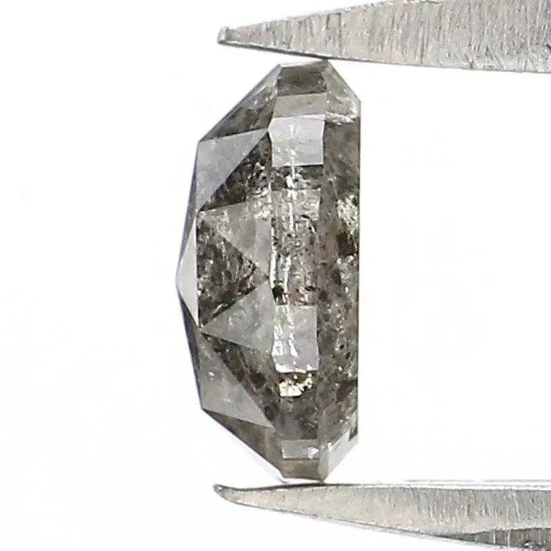 0.52 Ct Natural Loose Oval Shape Diamond Salt And Pepper Oval Cut Diamond 5.30 MM Natural Black Grey Color Oval Rose Cut Diamond NQ9258