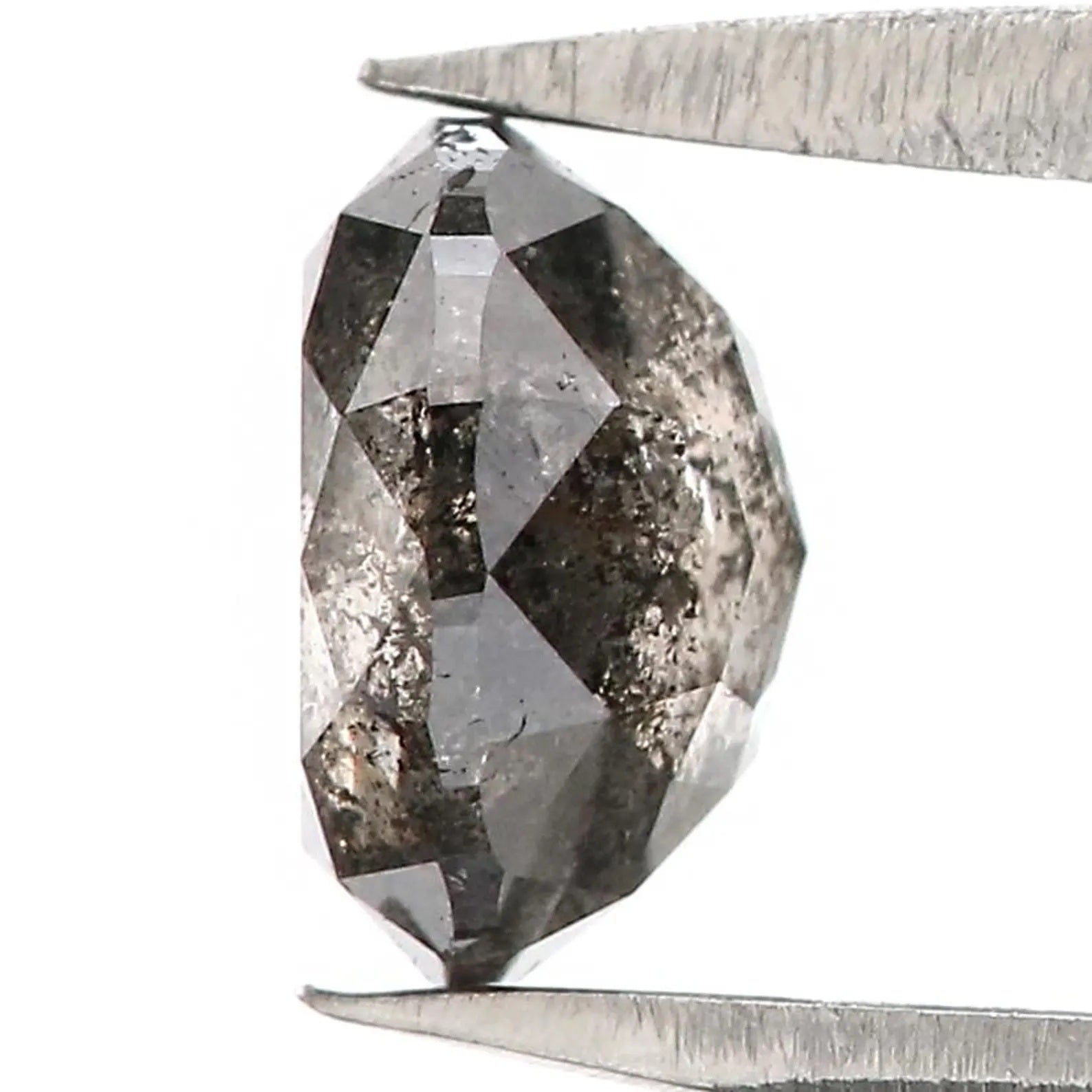 0.93 Ct Natural Loose Oval Shape Diamond Salt and Pepper Oval Diamond 6.05 MM Natural Diamond Black Grey Color Oval Rose Cut Diamond QN2522
