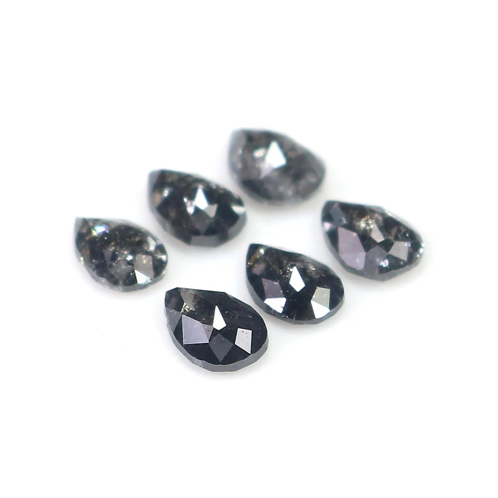0.97 CT Natural Loose Pear Shape Diamond Salt And Pepper Pear Diamond 4.20 MM Natural Loose Black Grey Color Pear Rose Cut Diamond NQ1566