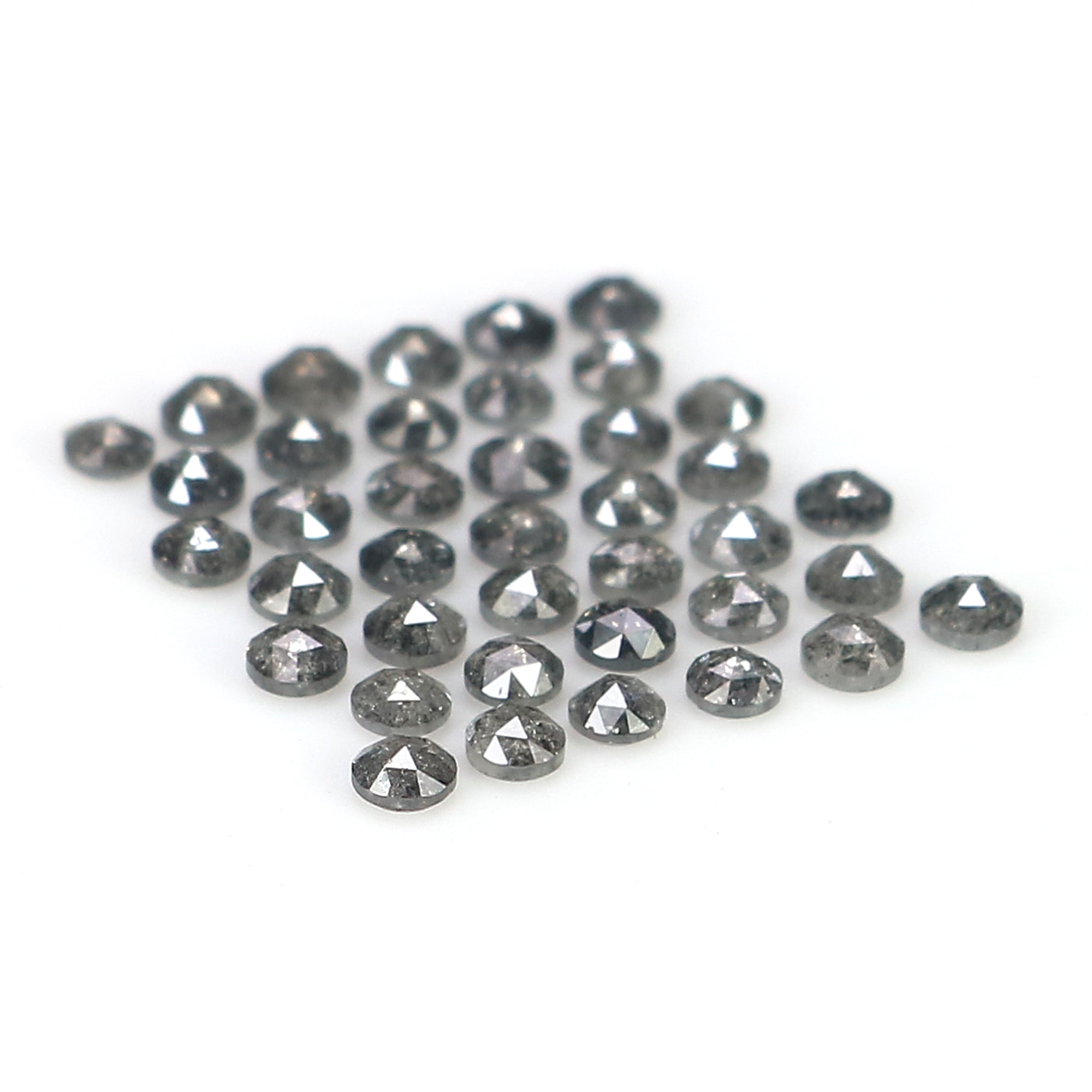 1.09 Ct Natural Loose Round Rose Cut Diamond Salt And Pepper Round Diamond 1.70 MM Natural Black Grey Color Round Rose Cut Diamond LQ1818