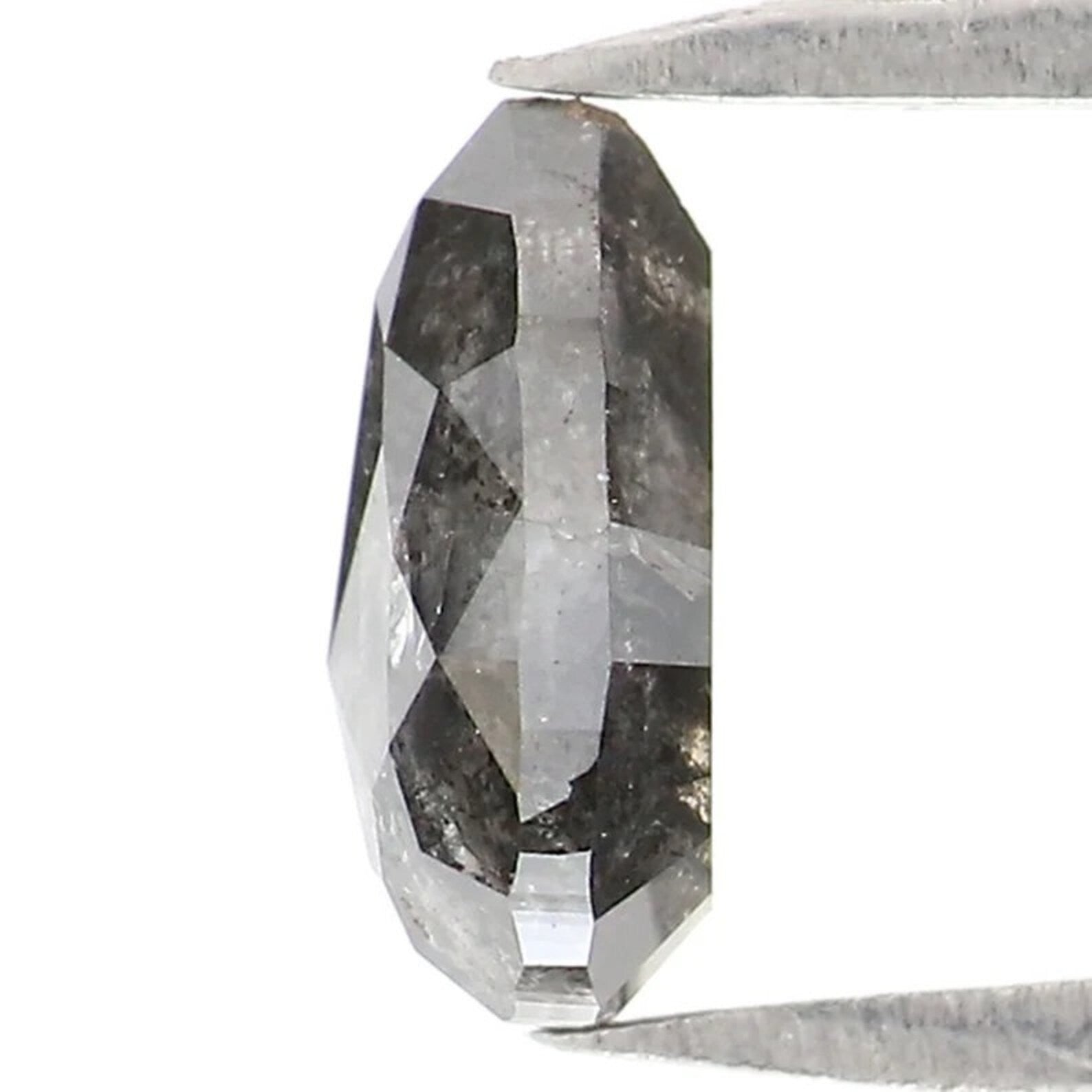 0.88 Ct Natural Loose Pear Shape Diamond Salt And Pepper Pear Diamond 6.80 MM Natural Diamond Black Grey Color Pear Rose Cut Diamond NQ2098