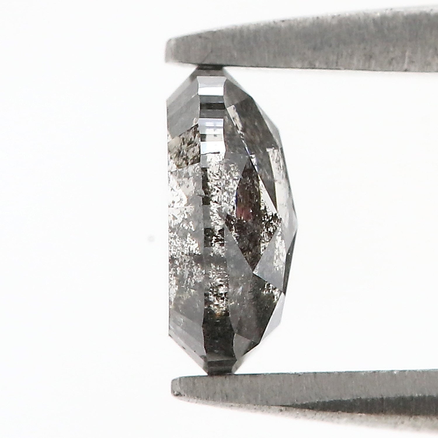 0.79 CT Natural Loose Oval Shape Diamond Salt And Pepper Oval Rose Cut Diamond 6.35 MM Black Grey Color Oval Shape Rose Cut Diamond QL1476