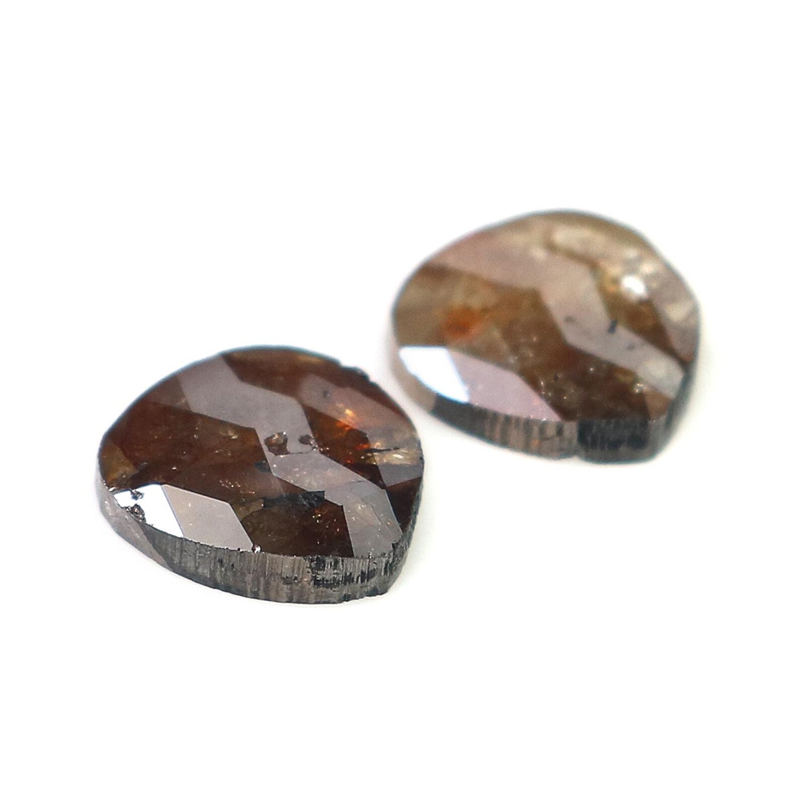 1.66 CT Natural Loose Heart Shape Pair Diamond Brown Color Heart Diamond 6.90 MM Natural Diamond Brown Color Heart Rose Cut Diamond NQ8367