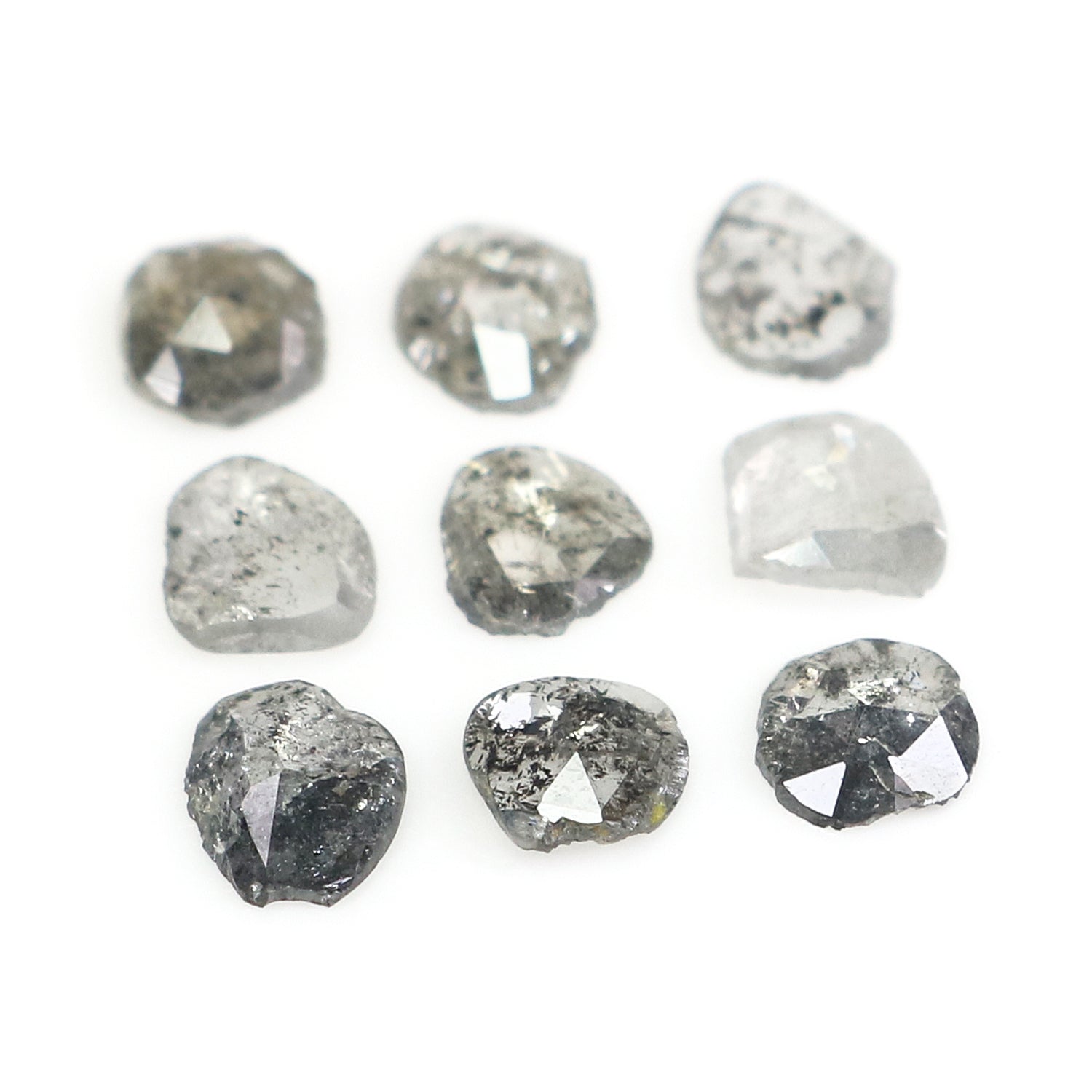 0.97 CT Natural Loose Slice Shape Diamond Salt And Pepper Slice Cut Diamond 4.15 MM Natural Black Grey Color Slice Rose Cut Diamond NQ2133