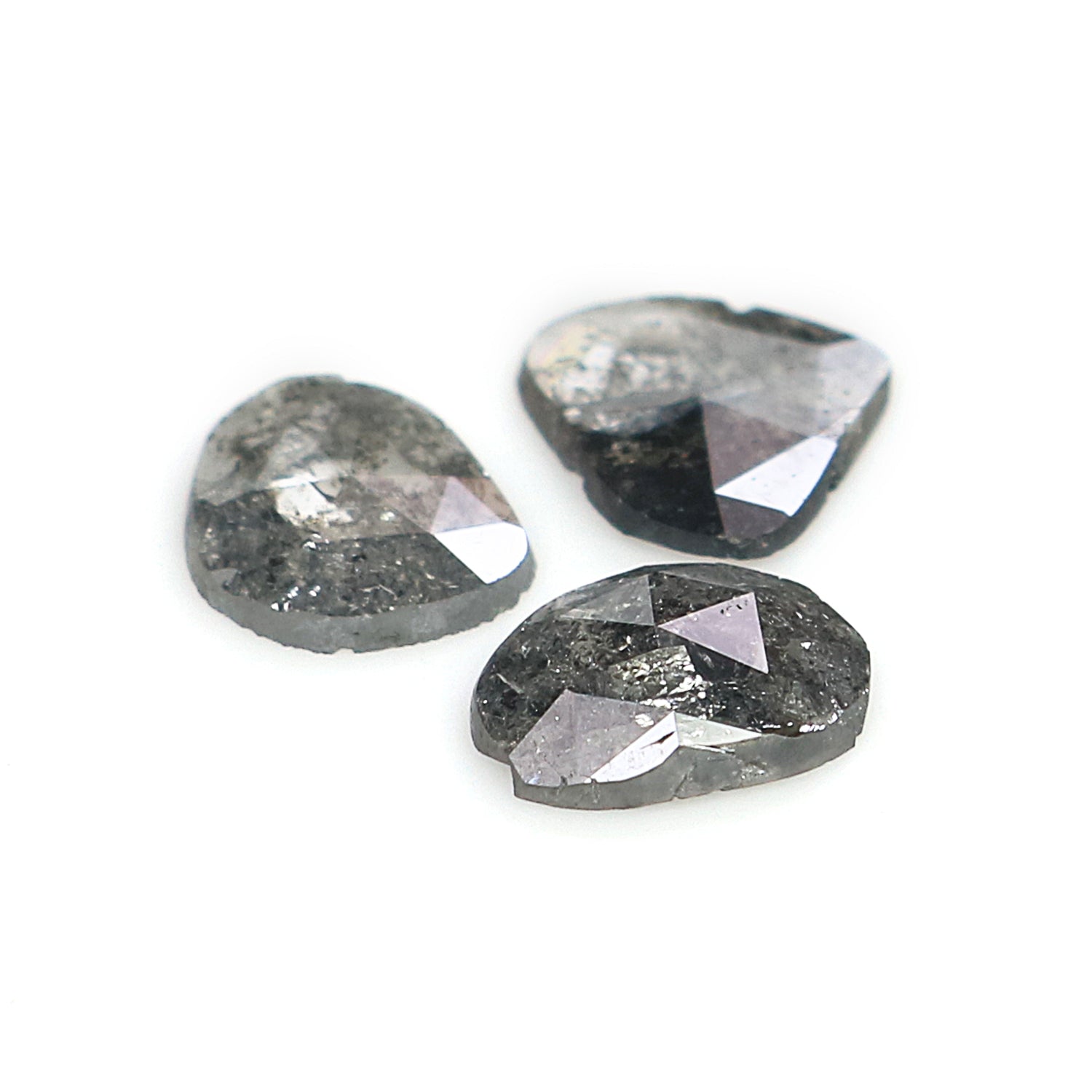 1.34 CT Natural Loose Slice Shape Diamond Salt And Pepper Slice Uncut Diamond 6.90 MM Natural Black Grey Diamond Irregular Cut Diamond L3587