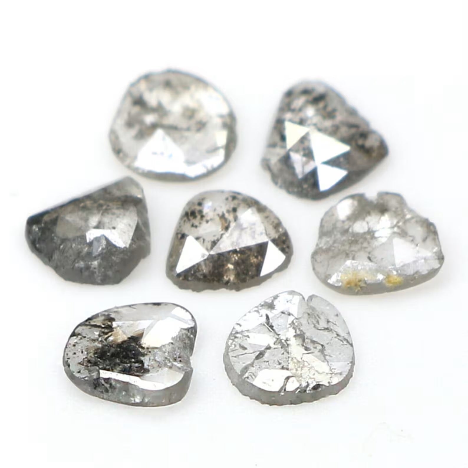 0.84 CT Natural Loose Slice Shape Diamond Salt And Pepper Slice Cut Diamond 3.65 MM Black Grey Color Slice Shape Rose Cut Diamond NQ1646