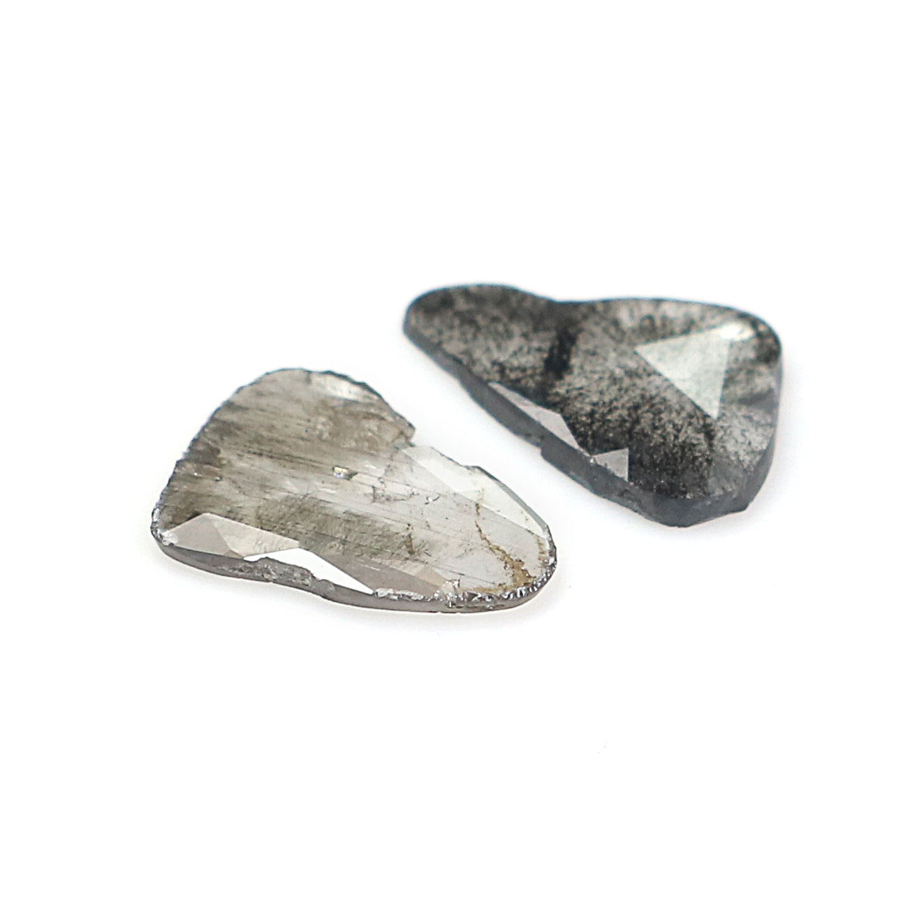 0.85 CT Natural Loose Slice Shape Diamond Salt And Pepper Slice Uncut Diamond 8.65 MM Natural Black Grey Diamond Irregular Cut Diamond L3546