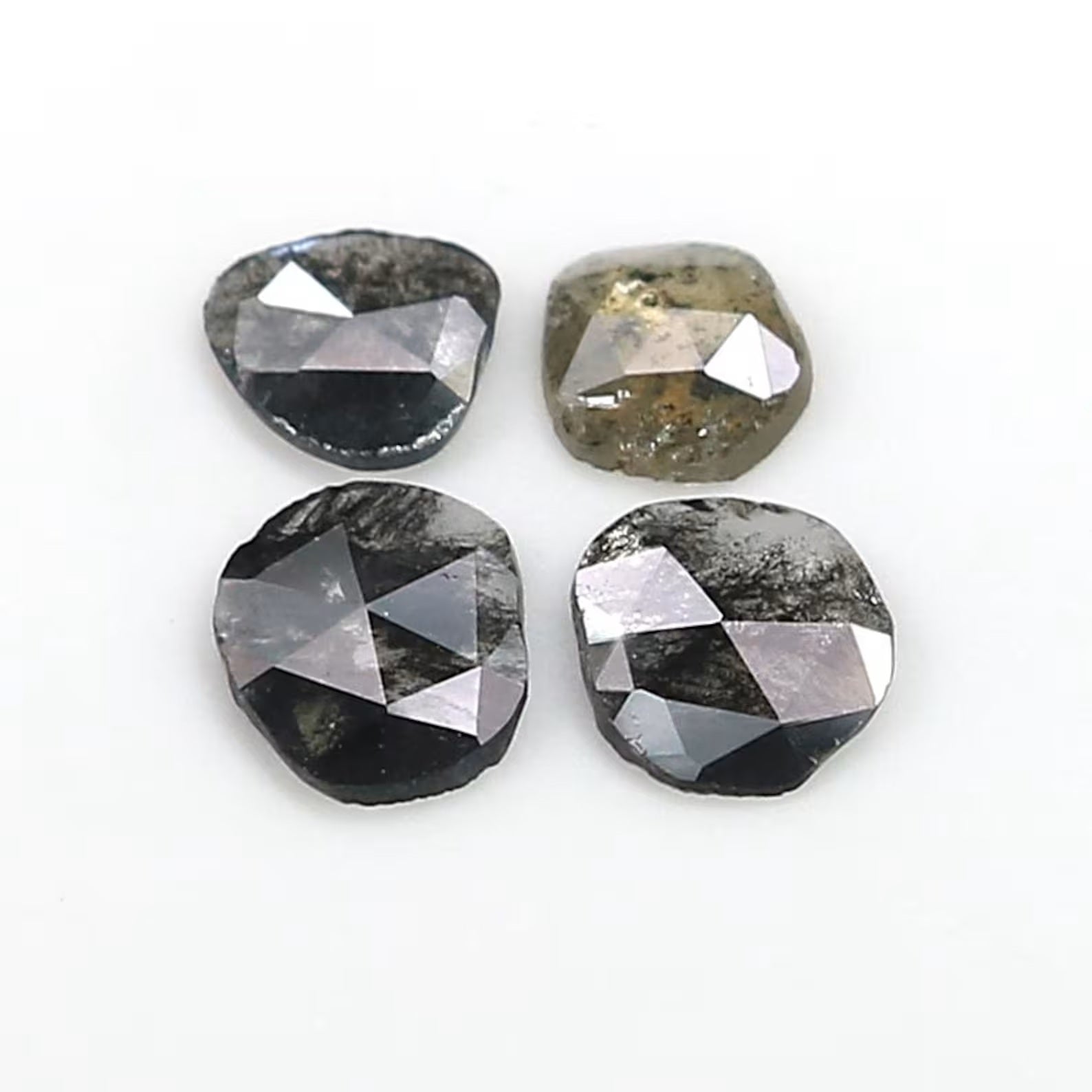 1.08 CT Natural Loose Slice Shape Diamond Salt And Pepper Slice Cut Diamond 7.55 MM Natural Black Grey Color Slice Rose Cut Diamond NQ2535