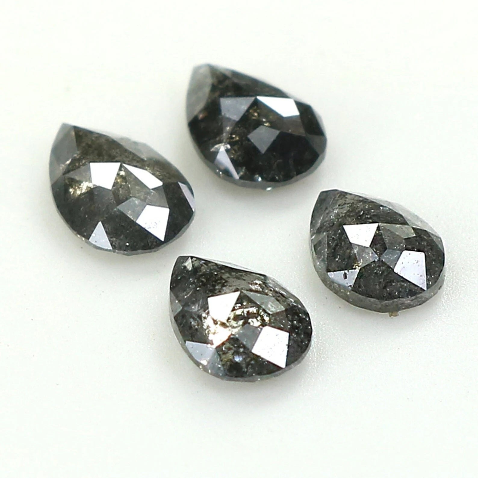 0.96 CT Natural Loose Pear Shape Diamond Salt And Pepper Pear Diamond 4.60 MM Natural Loose Black Grey Color Pear Rose Cut Diamond QN1425