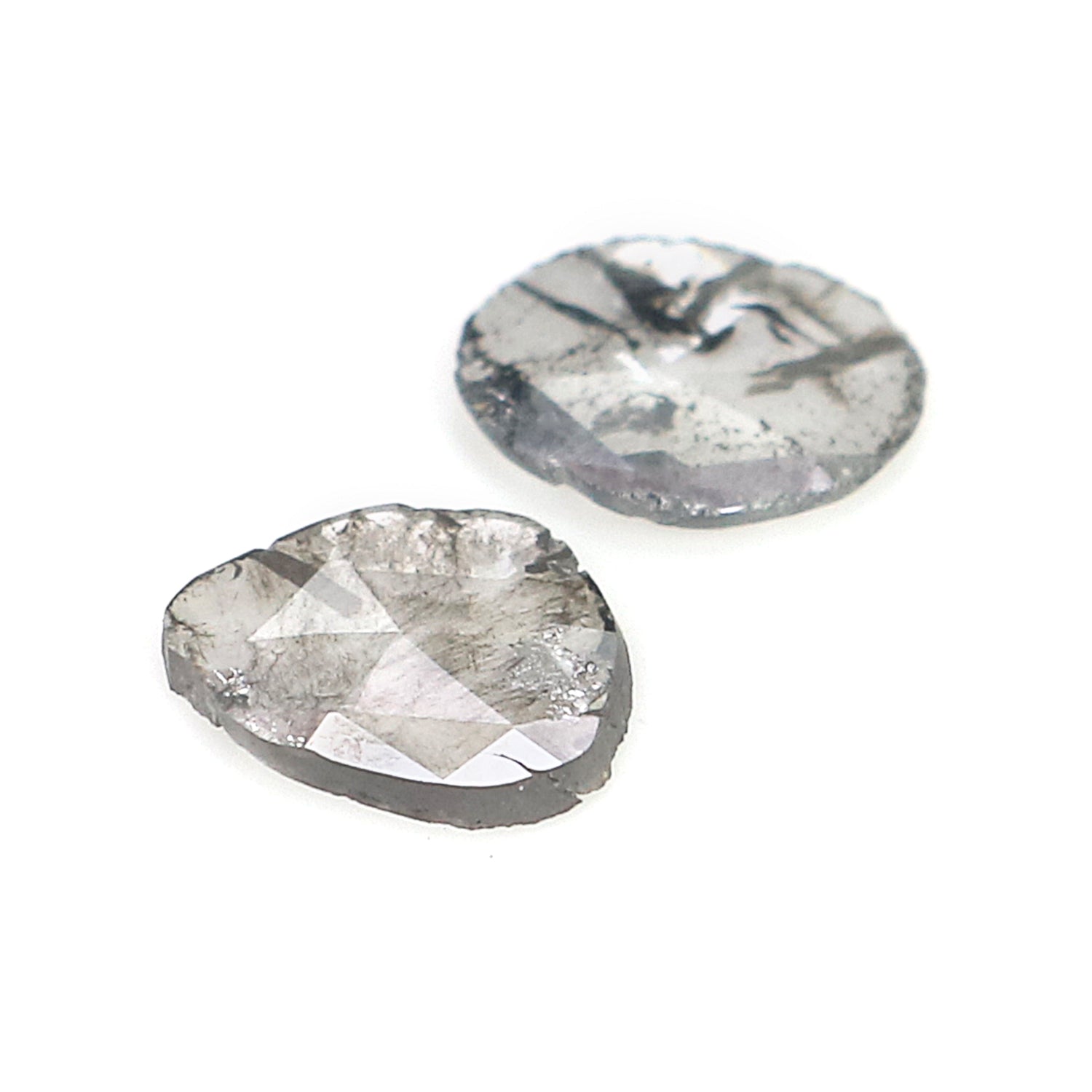 0.67 CT Natural Loose Slice Shape Diamond Salt And Pepper Slice Uncut Diamond 6.50 MM Natural Black Grey Diamond Irregular Cut Diamond L3564