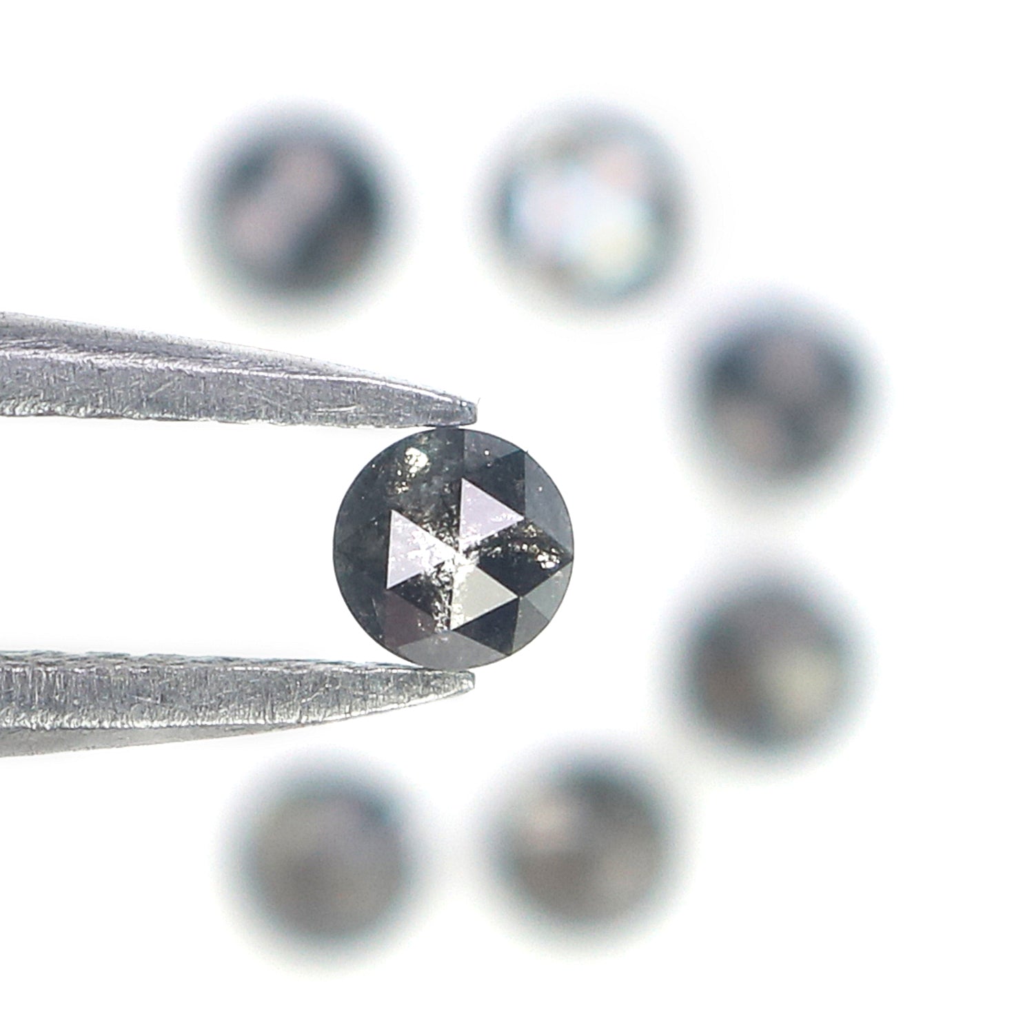 1.11 Ct Natural Loose Round Rose Cut Diamond Salt And Pepper Round Cut Diamond 3.10 MM Natural Black Grey Color Round Rose Cut Diamond L6226