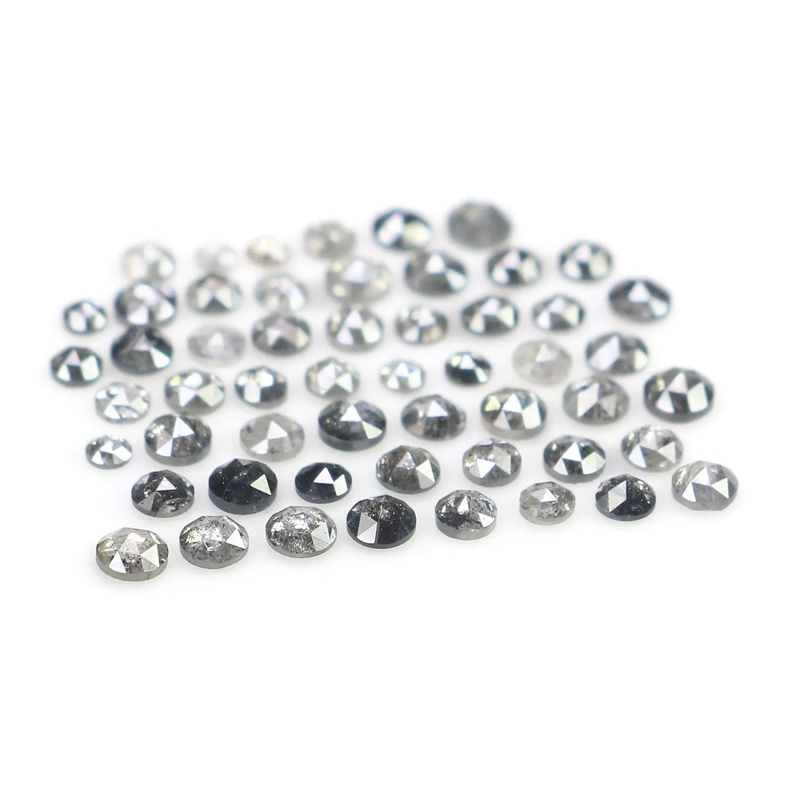 0.88 CT Natural Loose Round Shape Diamond Salt And Pepper Round Cut Diamond 1.10 MM Natural Black Grey Color Round Rose Cut Diamond NQ1842