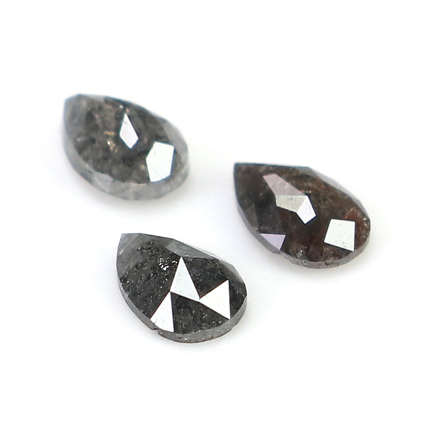 0.55 CT Natural Loose Pear Shape Diamond Salt And Pepper Pear Cut Diamond 4.50 MM Natural Black Grey Color Pear Rose Cut Diamond LQ2790