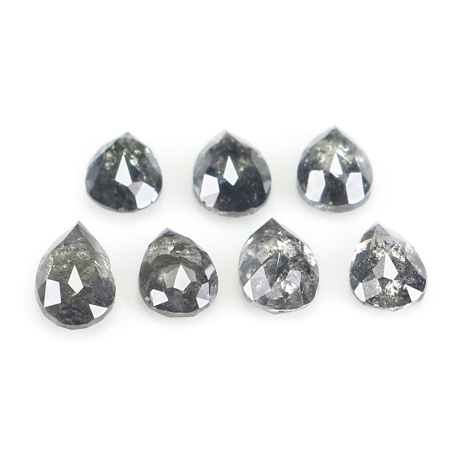1.07 CT Natural Loose Pear Shape Diamond Salt And Pepper Pear Cut Diamond 3.90 MM Natural Loose Black Grey Color Pear Rose Cut Diamond L1279