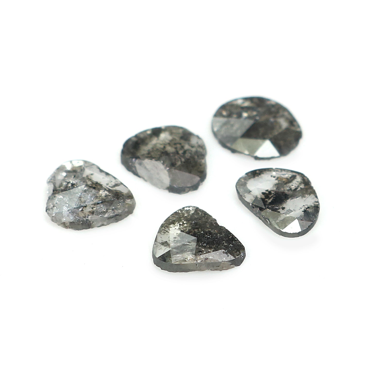 1.20 CT Natural Loose Slice Shape Diamond Salt And Pepper Slice Uncut Diamond 5.70 MM Natural Black Grey Color Slice Rose Cut Diamond N2628