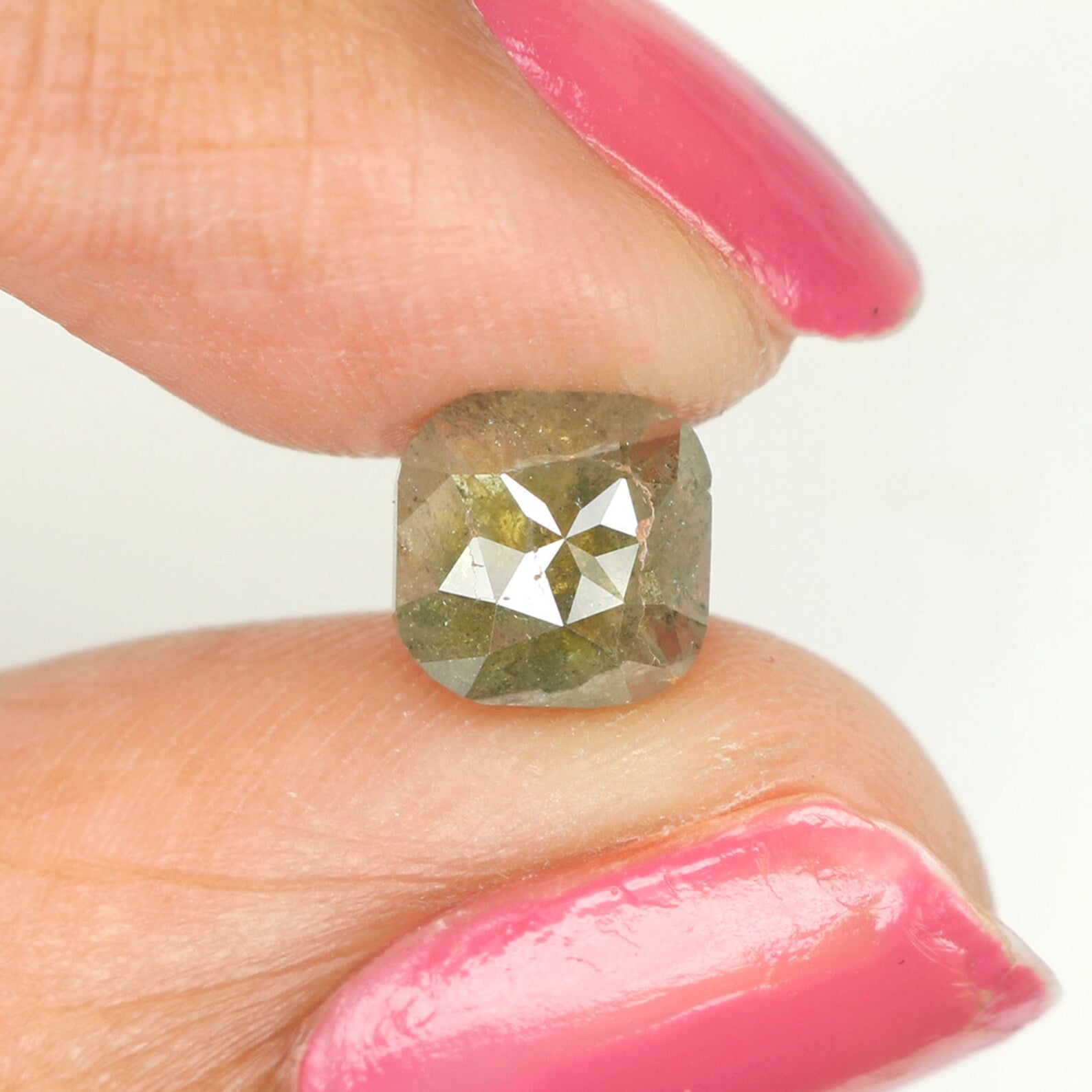 1.23 Ct Natural Loose Diamond, Cushion Diamond, Green Diamond, Grey Diamond, Polished Diamond, Real Diamond, Rustic Diamond N9657