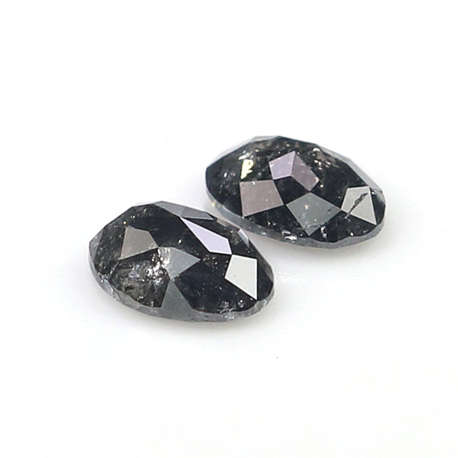 0.49 CT Natural Loose Oval Cut Pair Diamond Salt And Pepper Oval Shape Diamond 4.85 MM Natural Black Grey Color Oval Rose Cut Diamond L2772