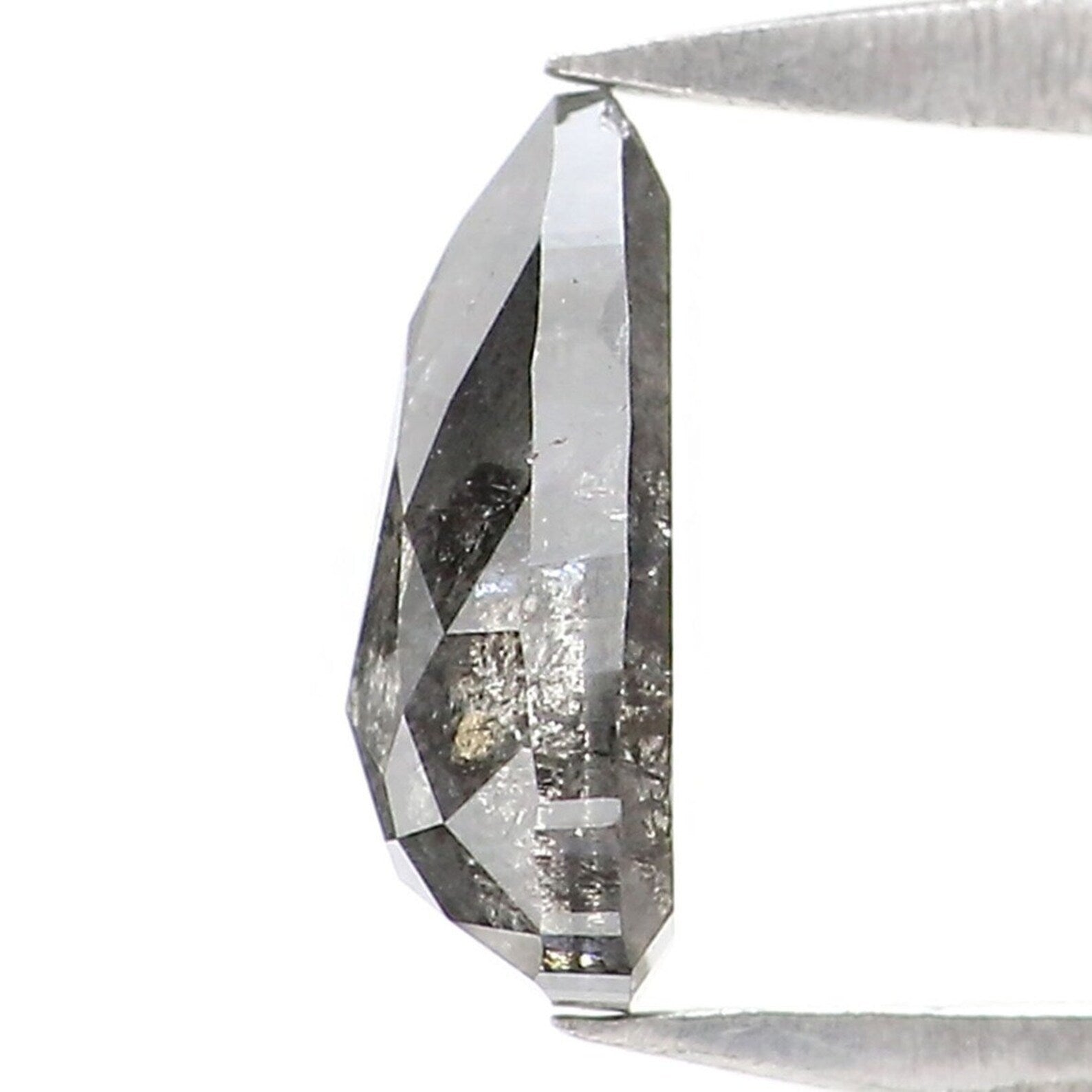 0.66 CT Natural Loose Pear Cut Diamond Salt And Pepper Diamond 6.95 MM Natural Loose Diamond Black Grey Color Pear Rose Cut Diamond NQ2094